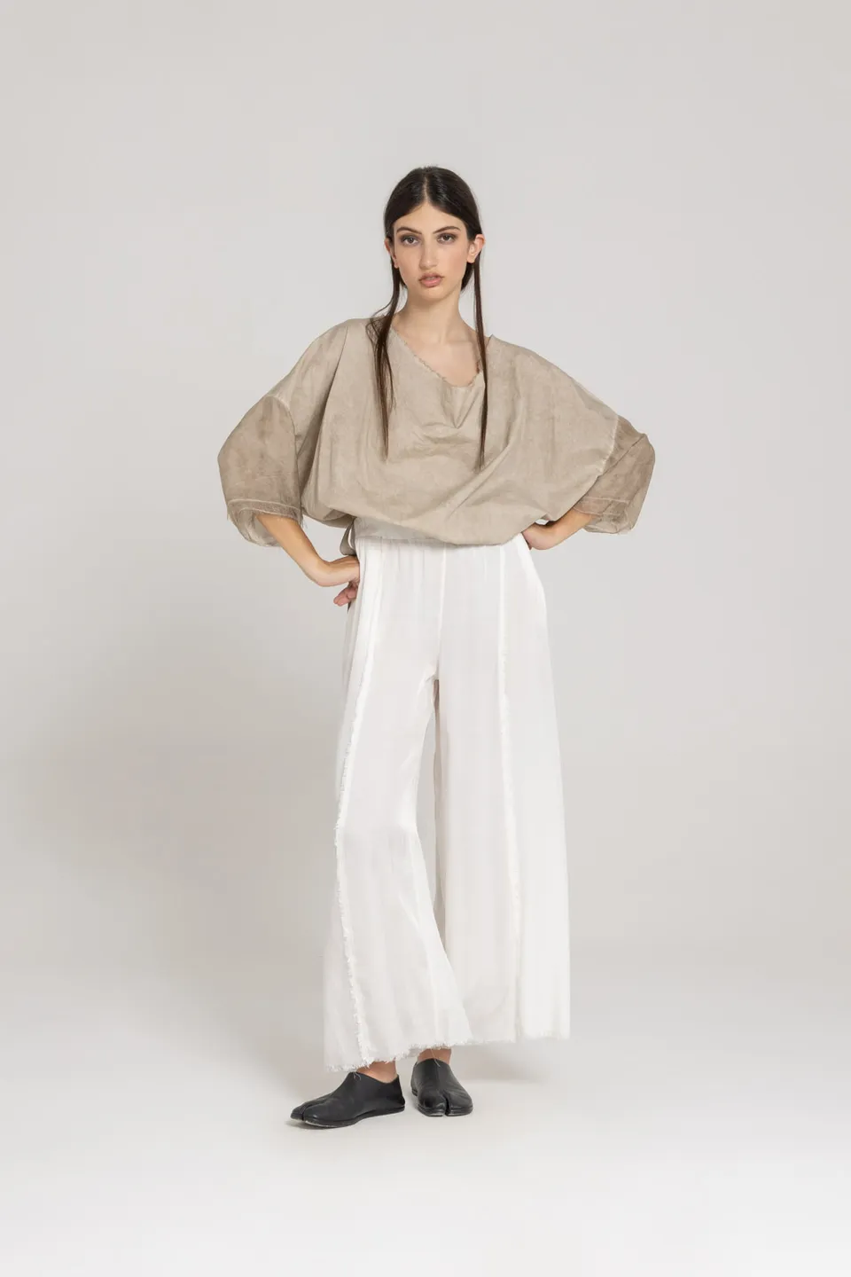 Sanctamuerte Pantaloni Palazzo Hose Viskose Satin Weit