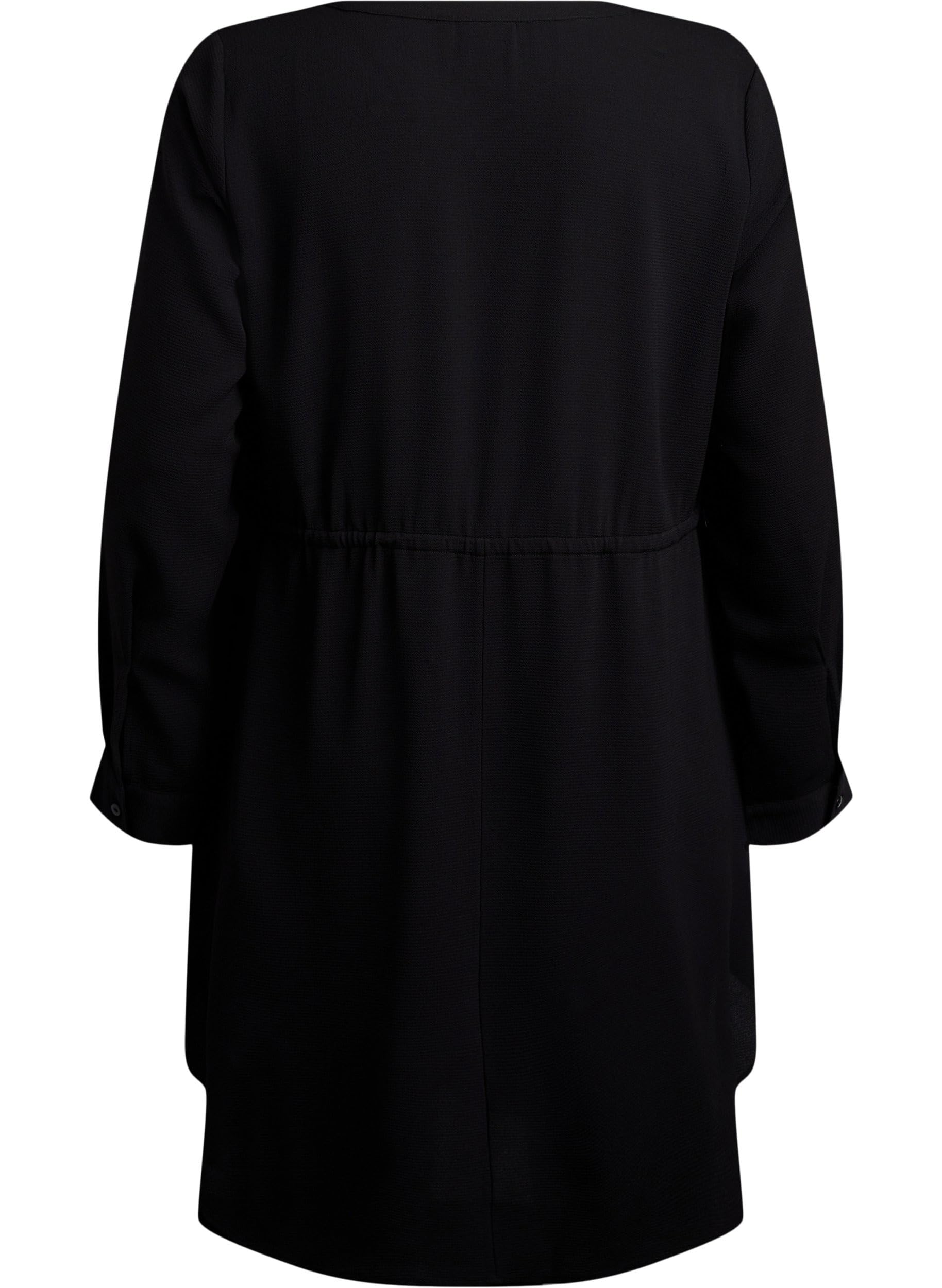 Zizzi Kleid Langarm V-Ausschnitt Bindegürtel 42-60