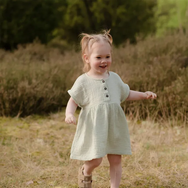 Nordlicht Alma Musselin Kleid Kinder Grün 62/68 Bio-Baumwolle