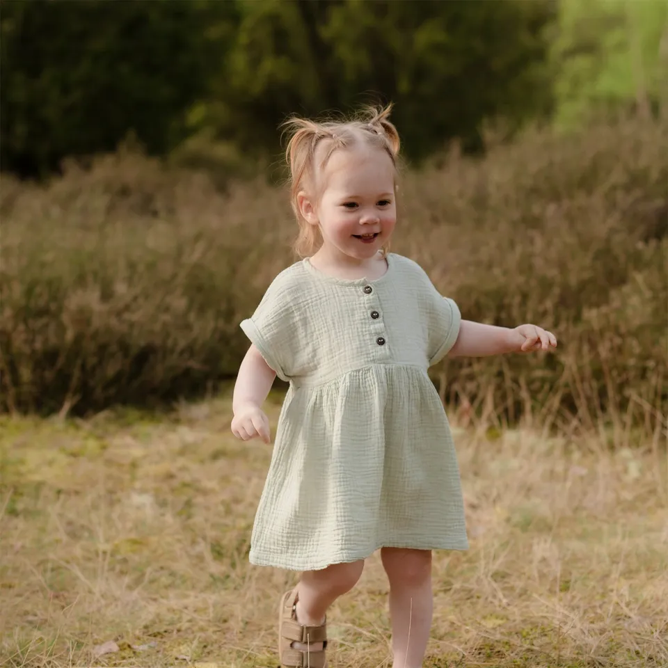 Nordlicht Alma Musselin Kleid Kinder Grün 62/68 Bio-Baumwolle