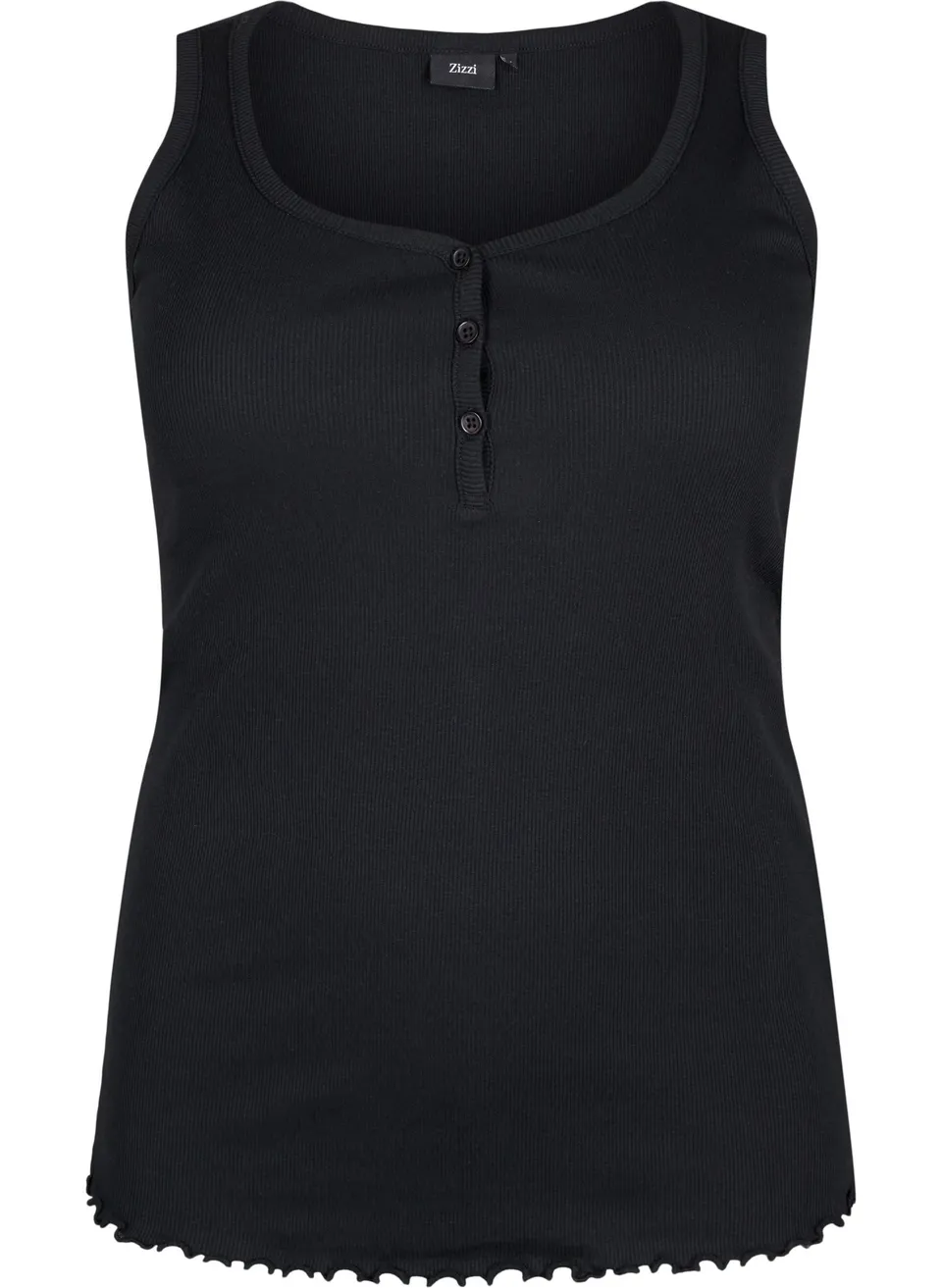 Zizzi Tanktop Damen Gerippt Baumwolle Knöpfe