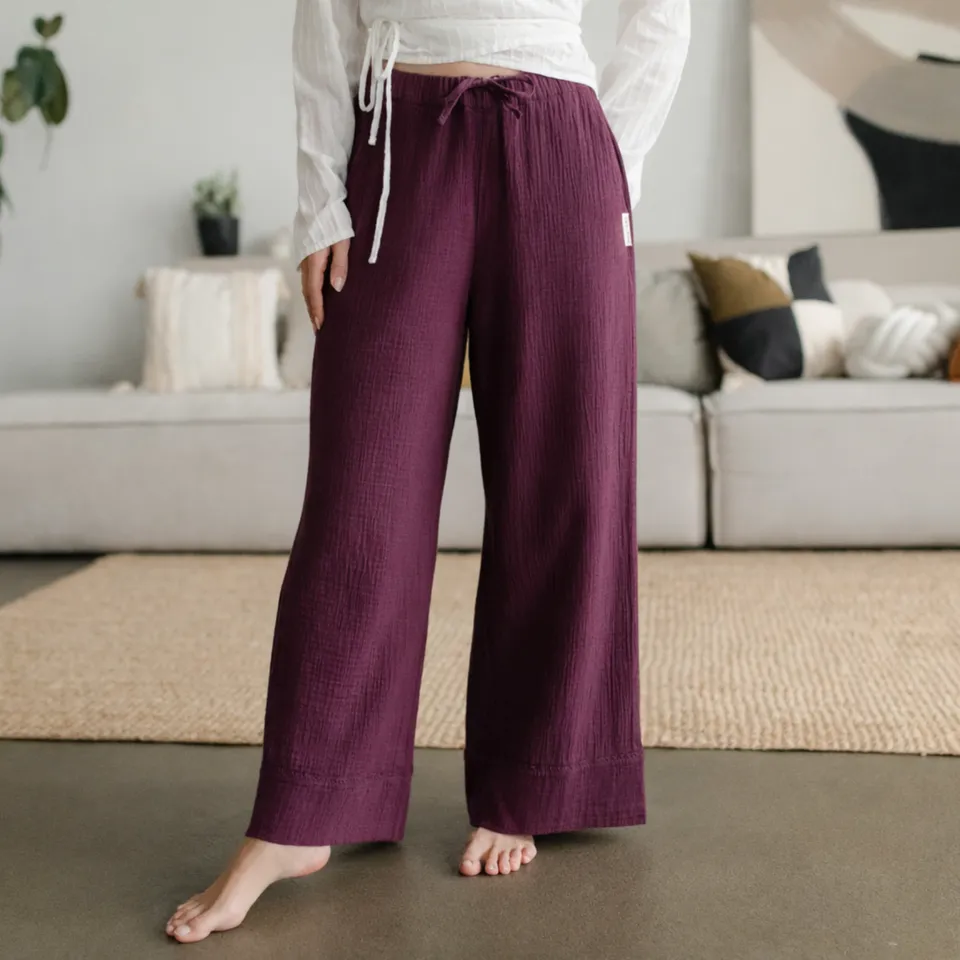NORDLICHT Hilla Musselin Hose Rot Bio-Baumwolle