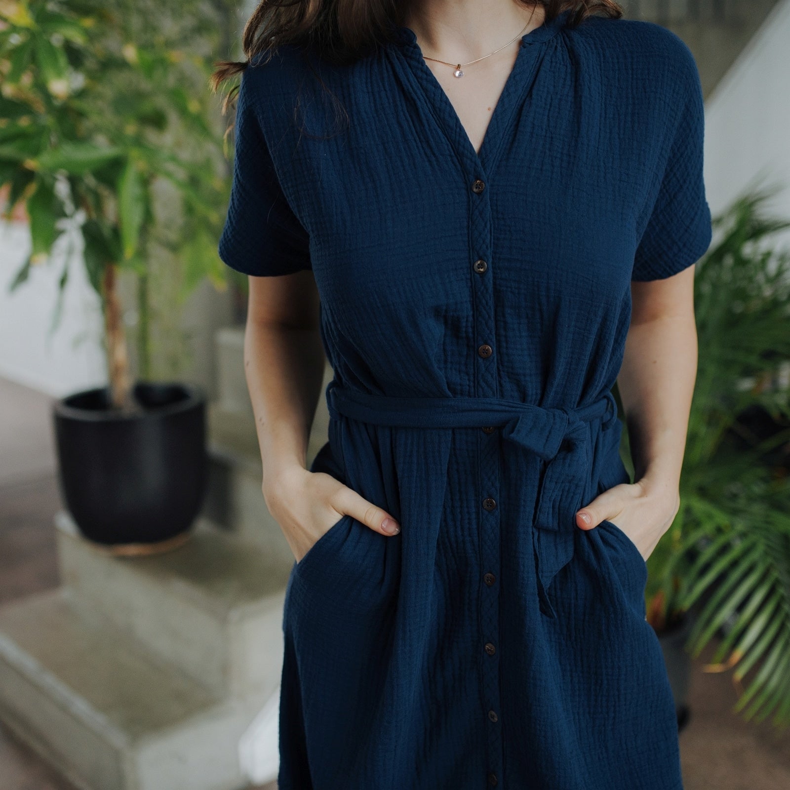 Nordlicht Ella Musselin Blusenkleid Damen mit Taschen