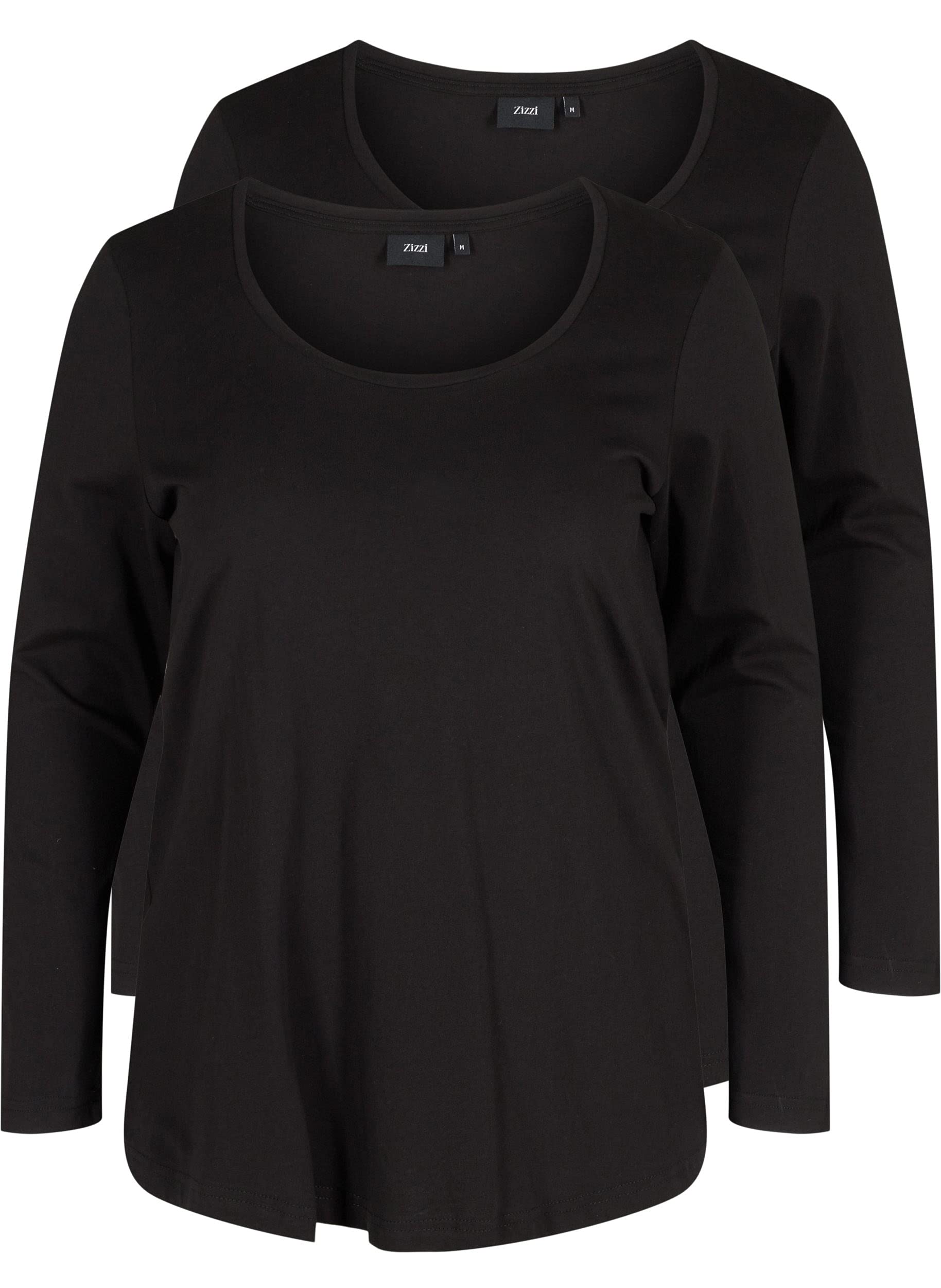 Zizzi Blouses Bluse Damen 2er Pack Schwarz Baumwolle