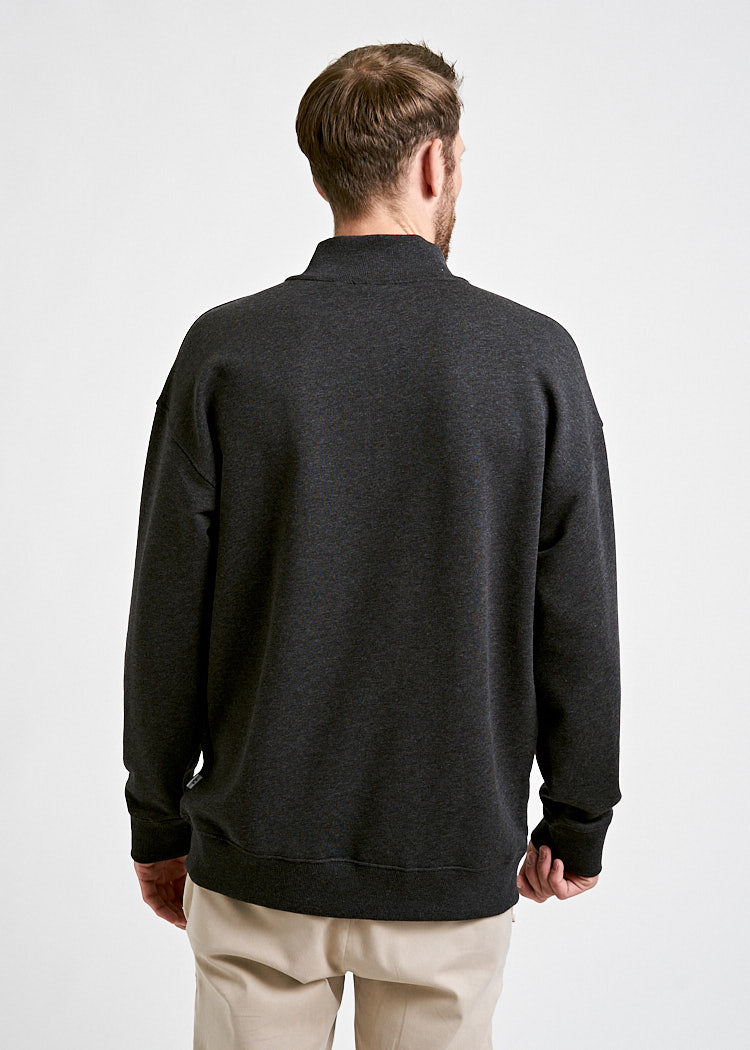 Wijld Troyer Herren Sweater mit Reißverschluss Anthrazit