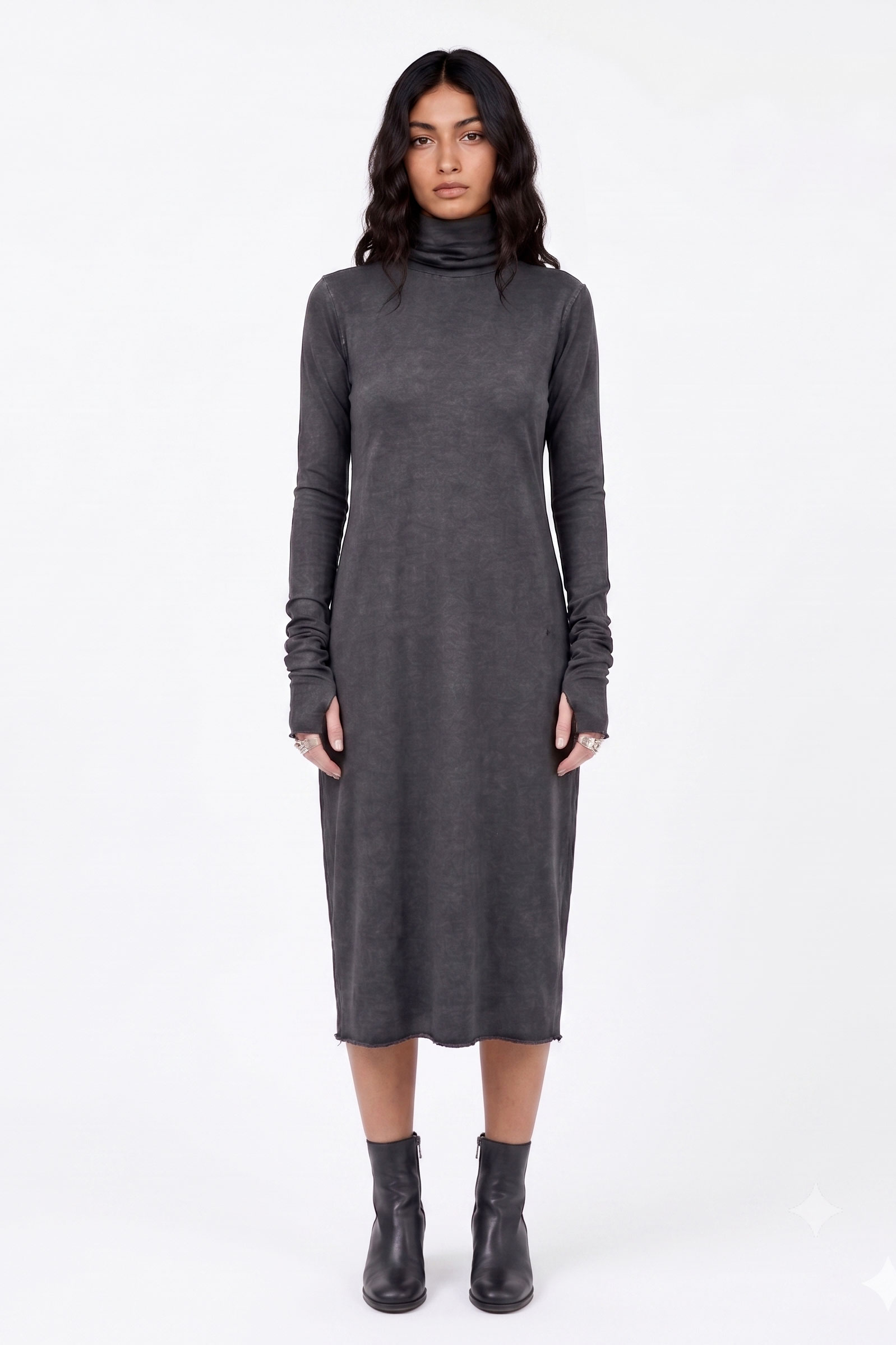 Sanctamuerte Abiti Abito Lungo Collo Alto Kleid Baumwolle