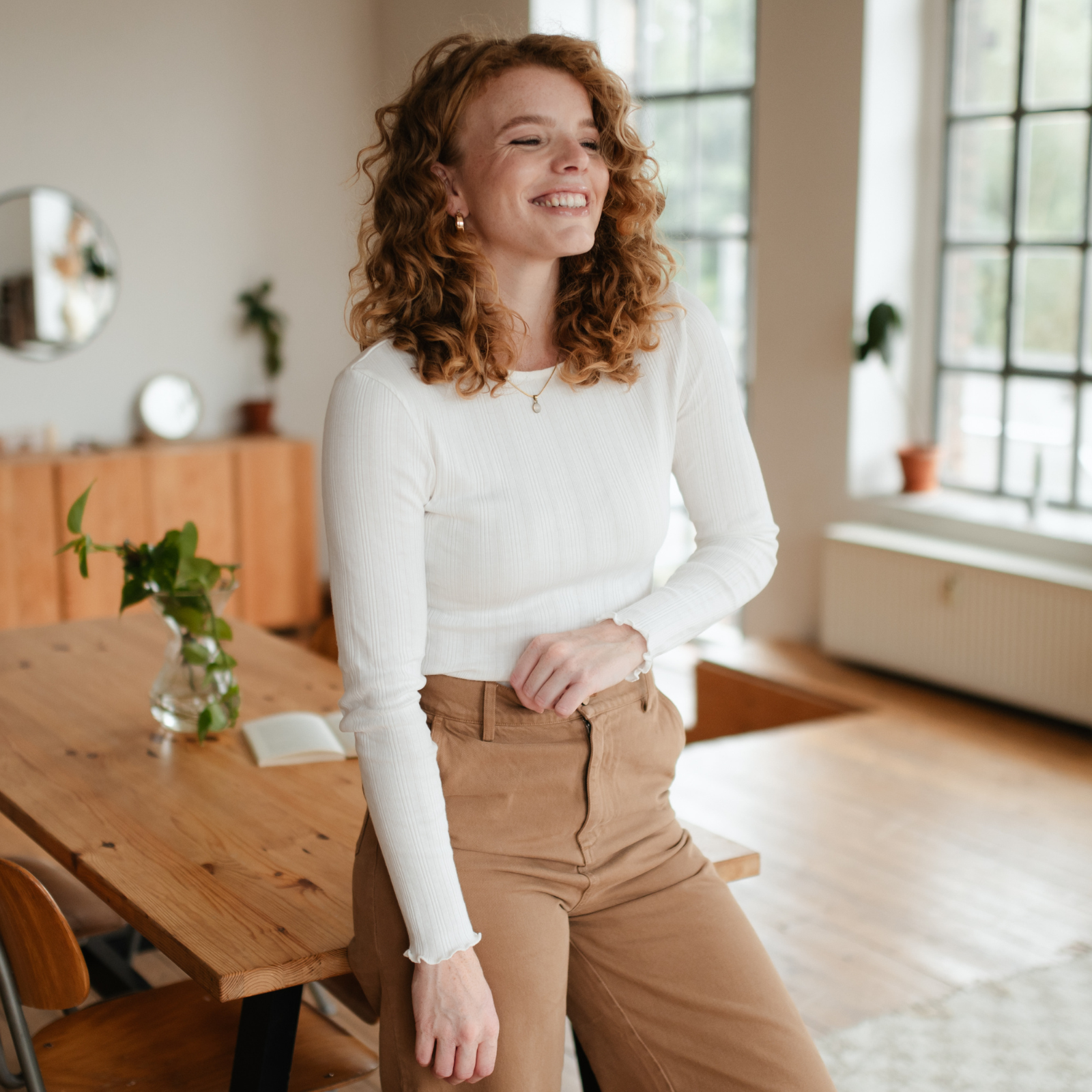 NORDLICHT Maja Langarmshirt Weiß Gestreift Bio