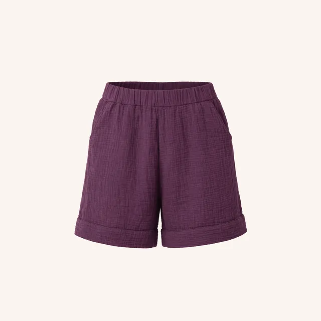 NORDLICHT Henja Musselin Shorts Bio-Baumwolle Rot