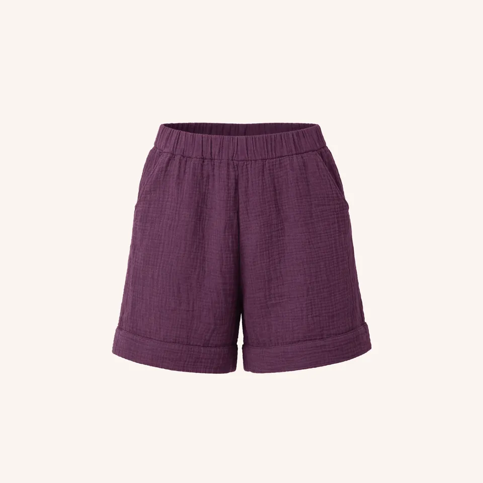 NORDLICHT Henja Musselin Shorts Bio-Baumwolle Rot