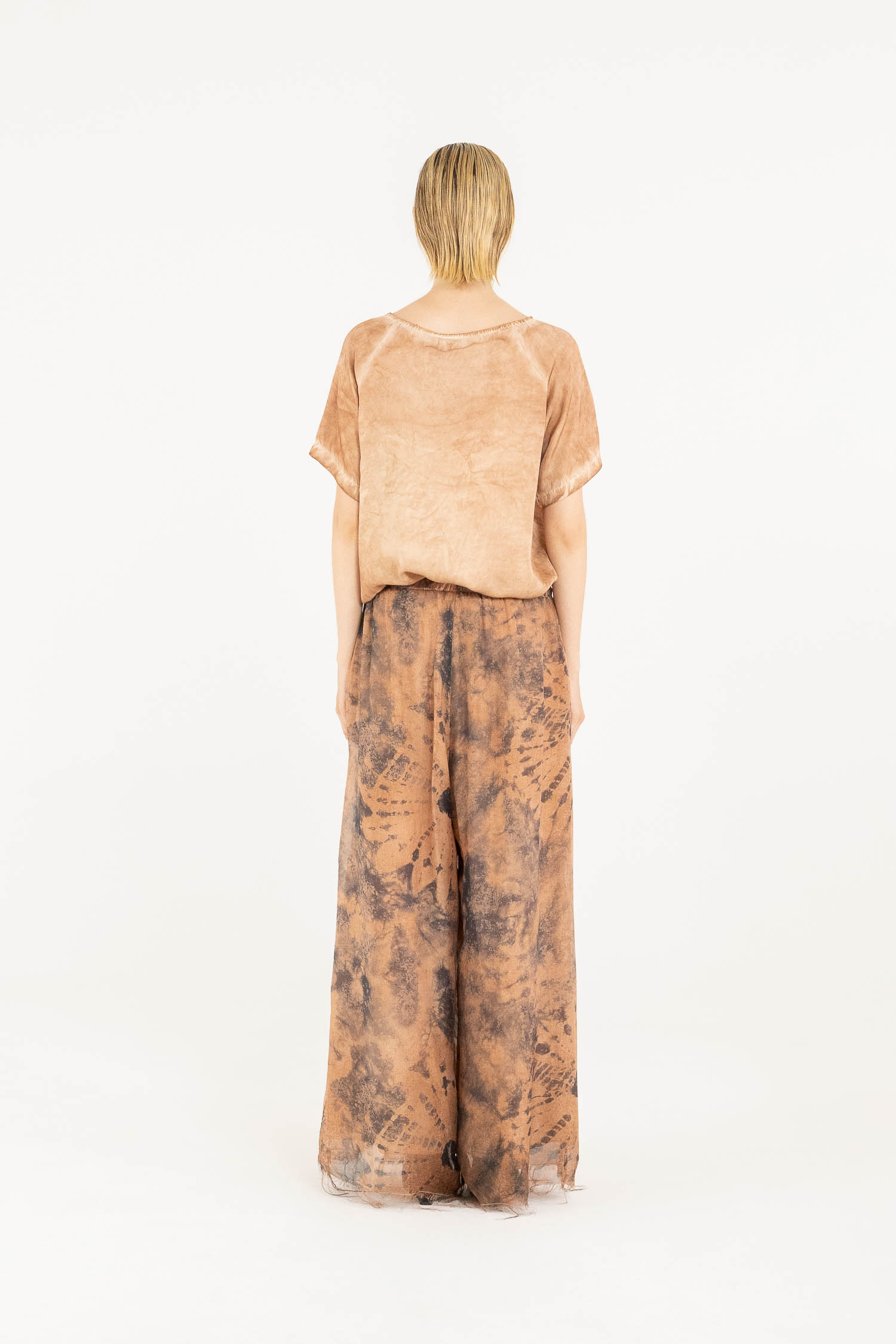 Sanctamuerte Pantaloni Palazzo Hose Tie-Dye Viskose-Seide