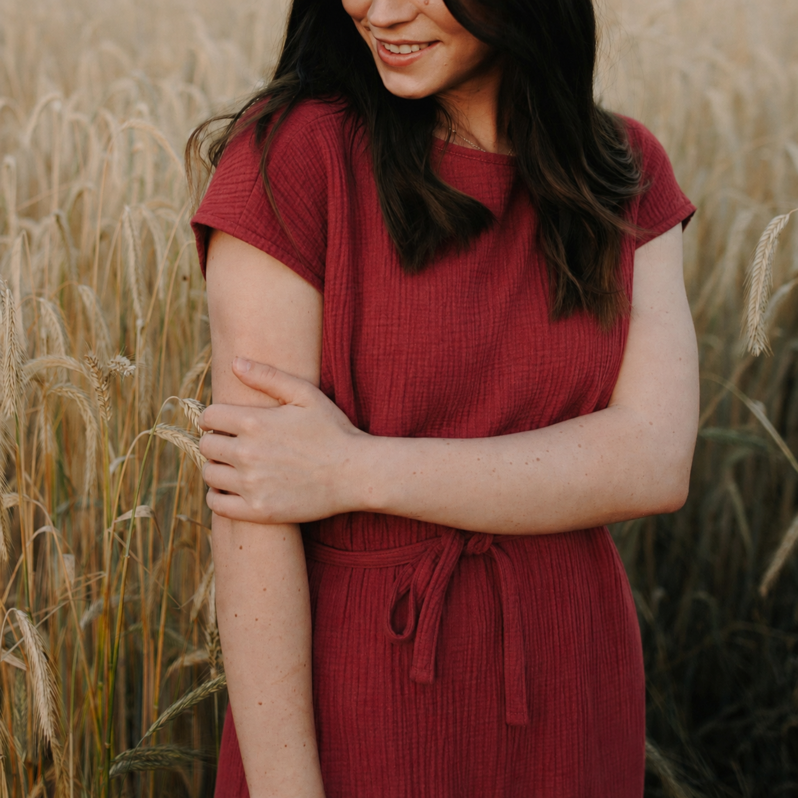 Nordlicht Elin Musselin Kleid Locker Bio-Baumwolle Rot