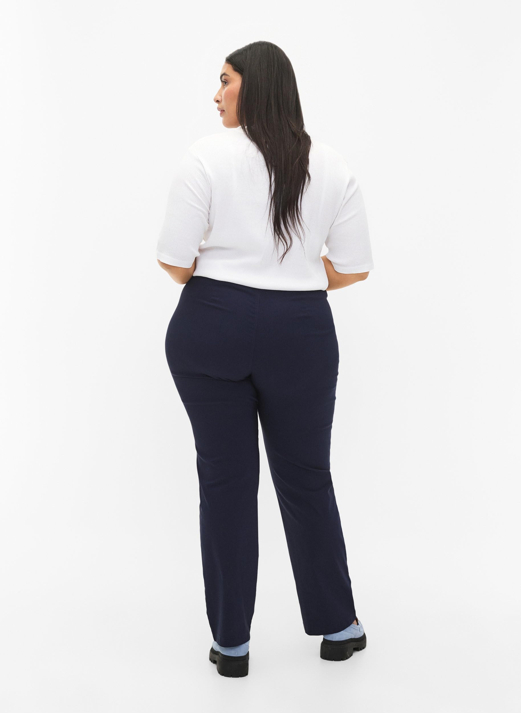 Zizzi Hose Damen einfarbig reguläre Passform Viskose-Stretch