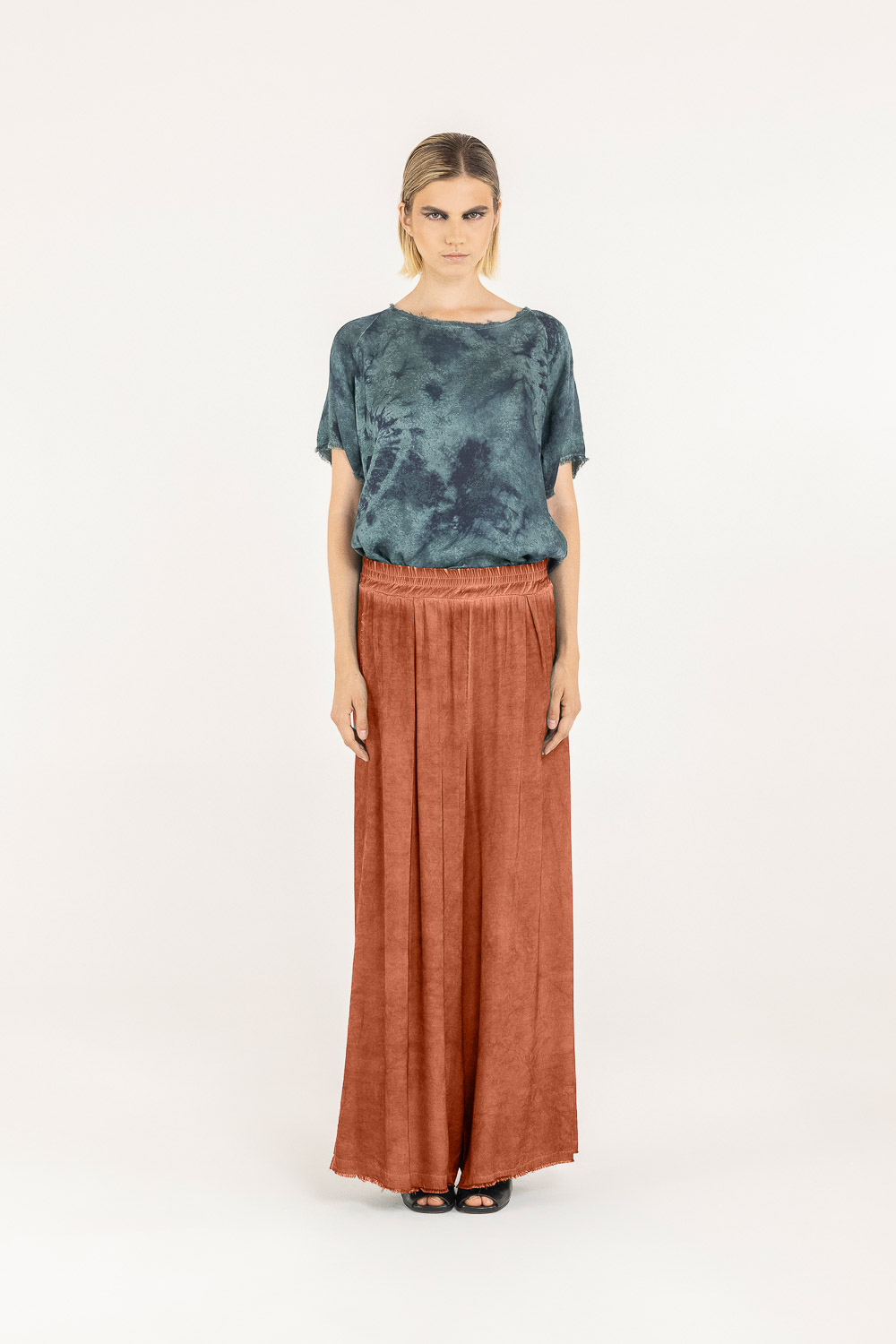 Sanctamuerte Pantaloni Pantalone Palazzo Hose Viskose weit