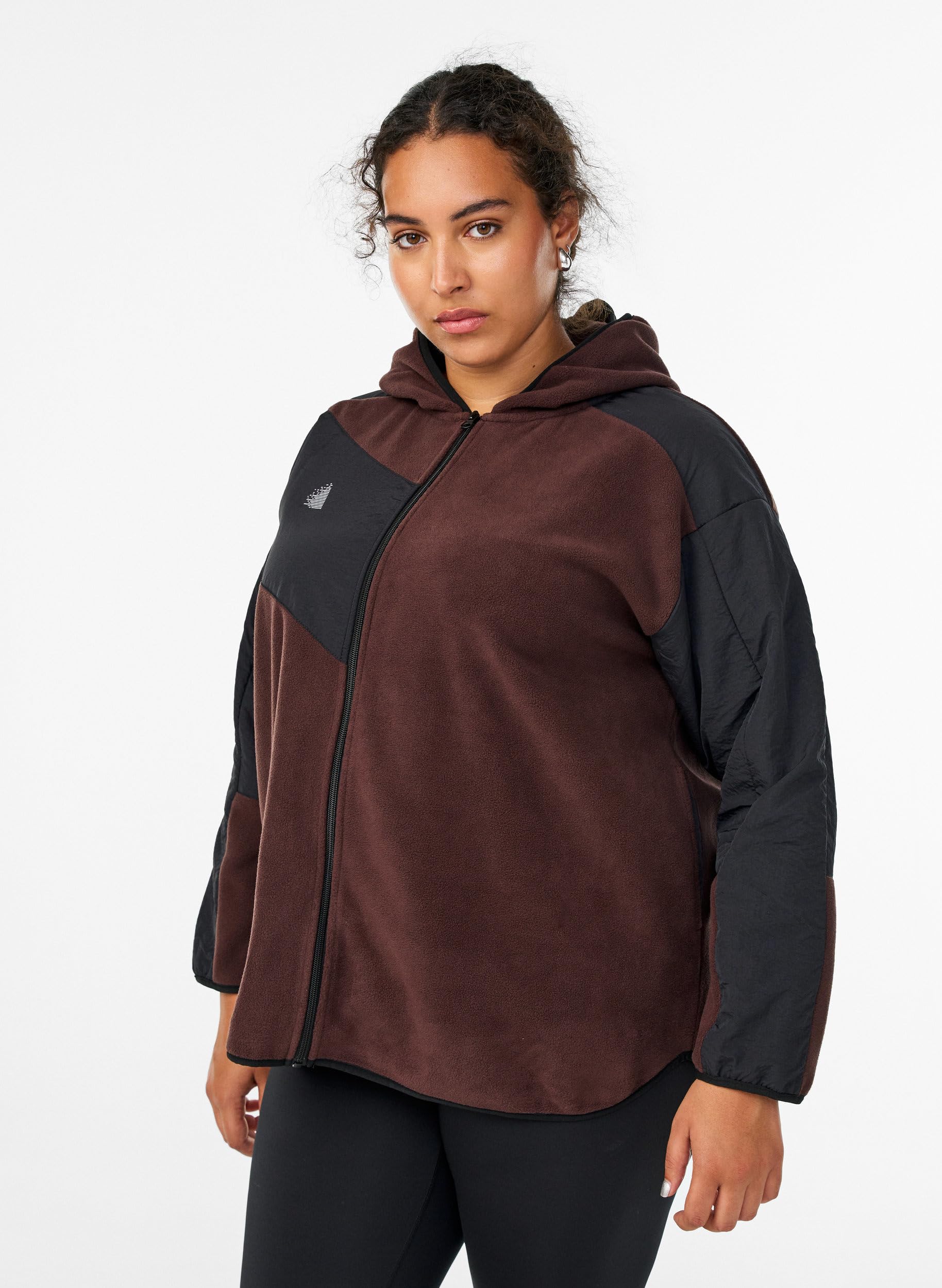 Zizzi Active Fleecejacke Damen mit Kapuze große Größen