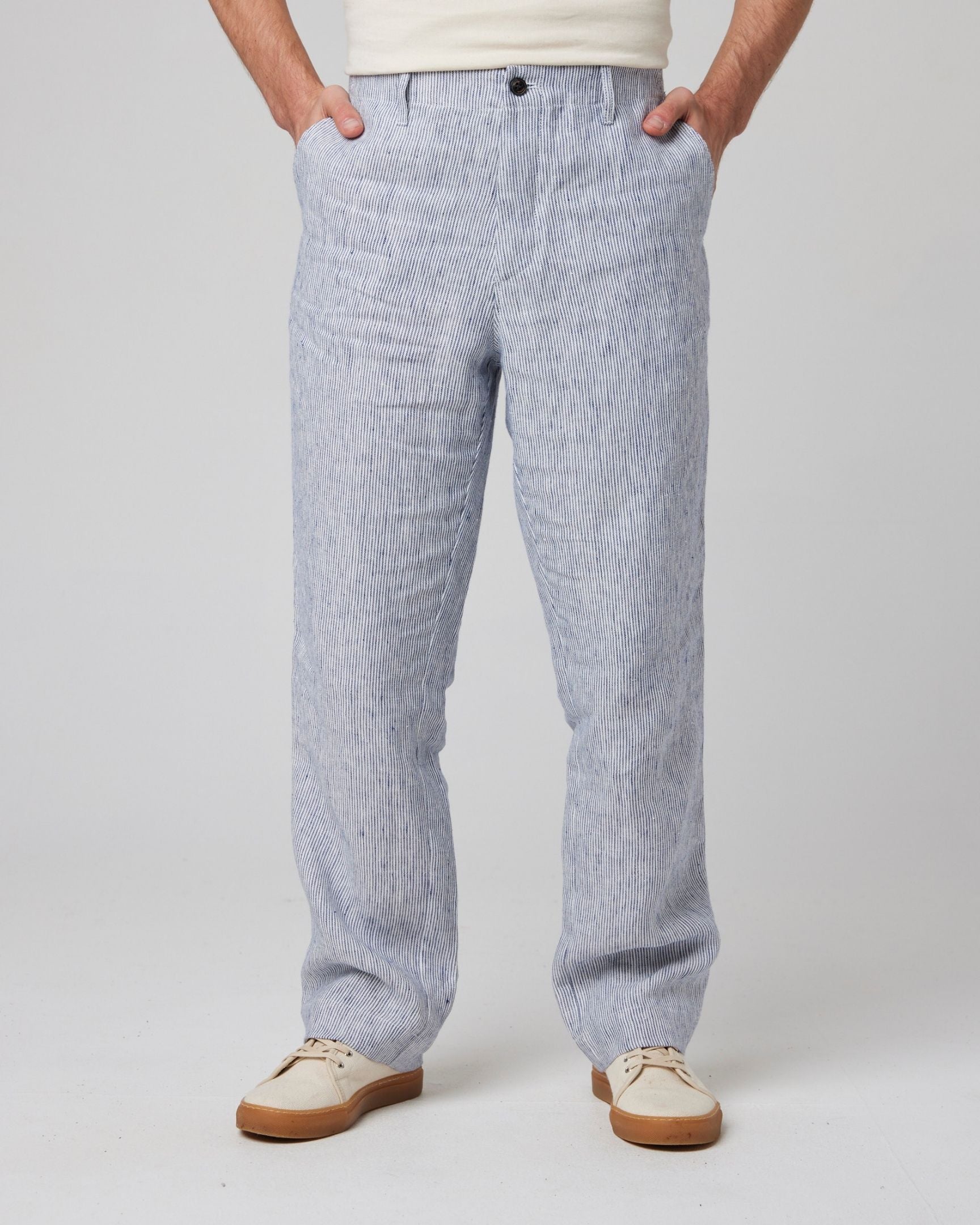 Peregrine Windsor Linen Trousers Leinenhose Navy