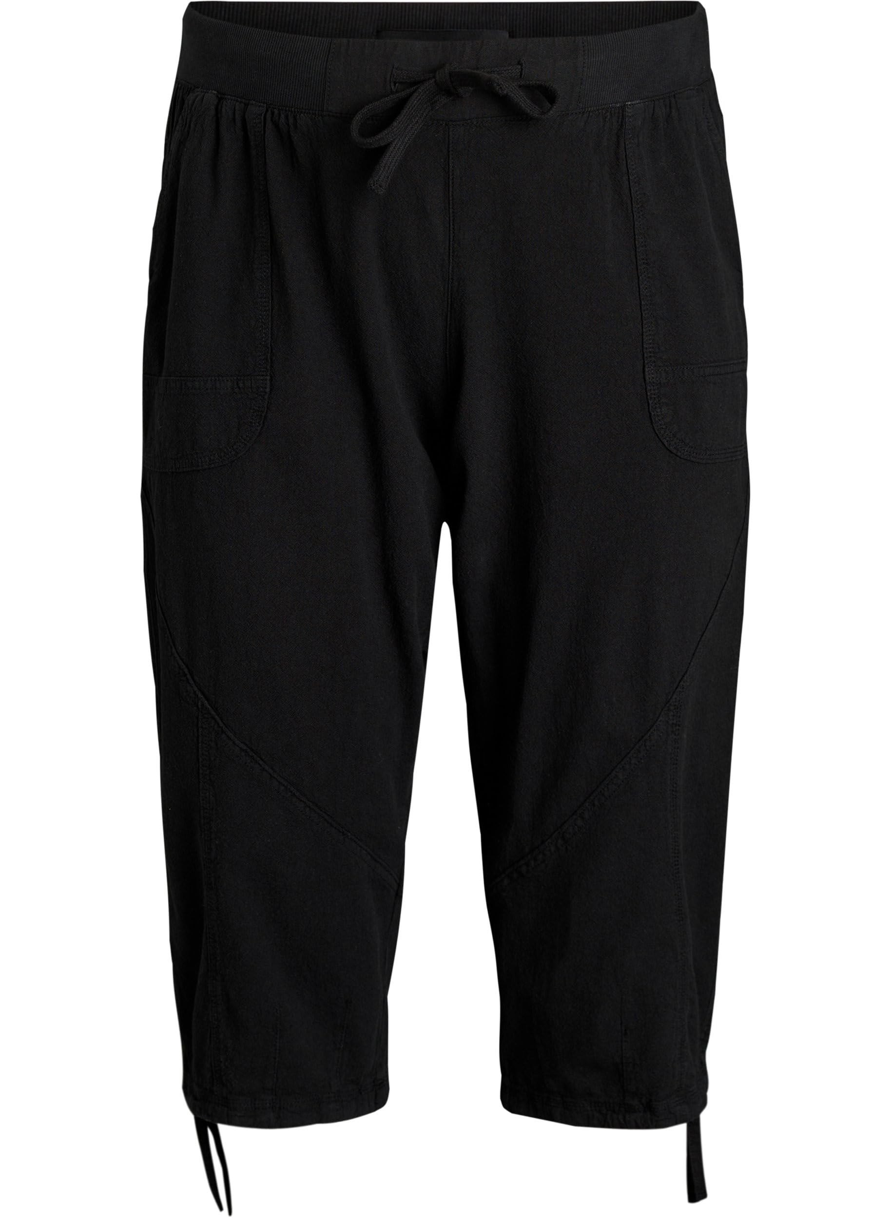 Zizzi 3/4 Hose Capri Baumwolle Taschen lockere Passform