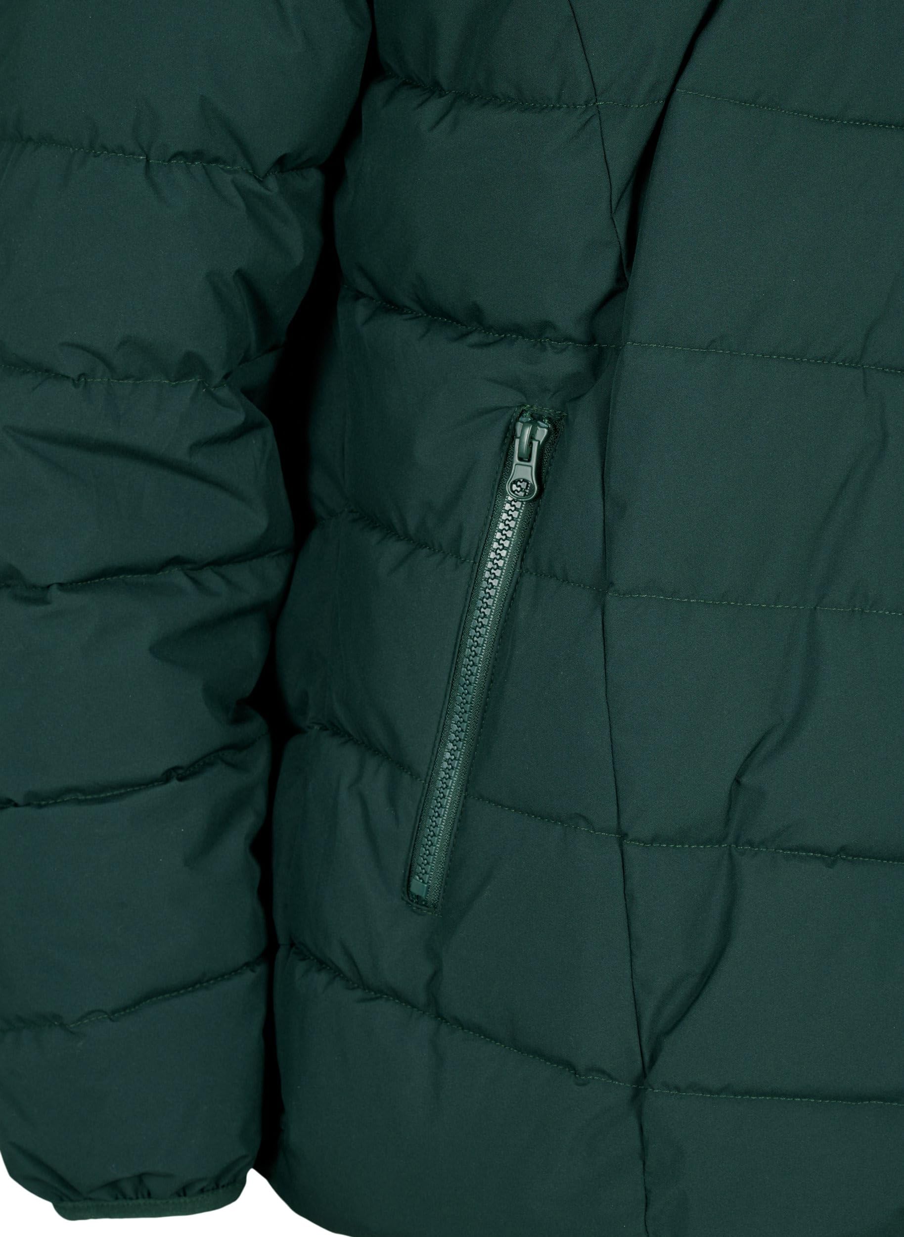 Zizzi Steppjacke Kapuze Fellkragen Schwarz Damen