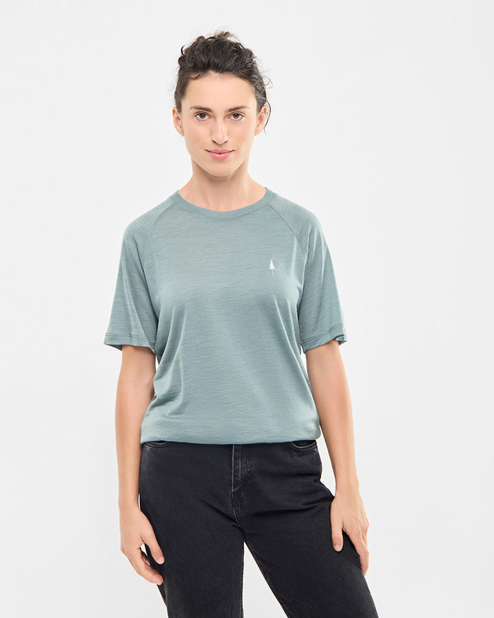 NIKIN TreeShirt Wool T-Shirt Elemental Blue Mel Merinowolle