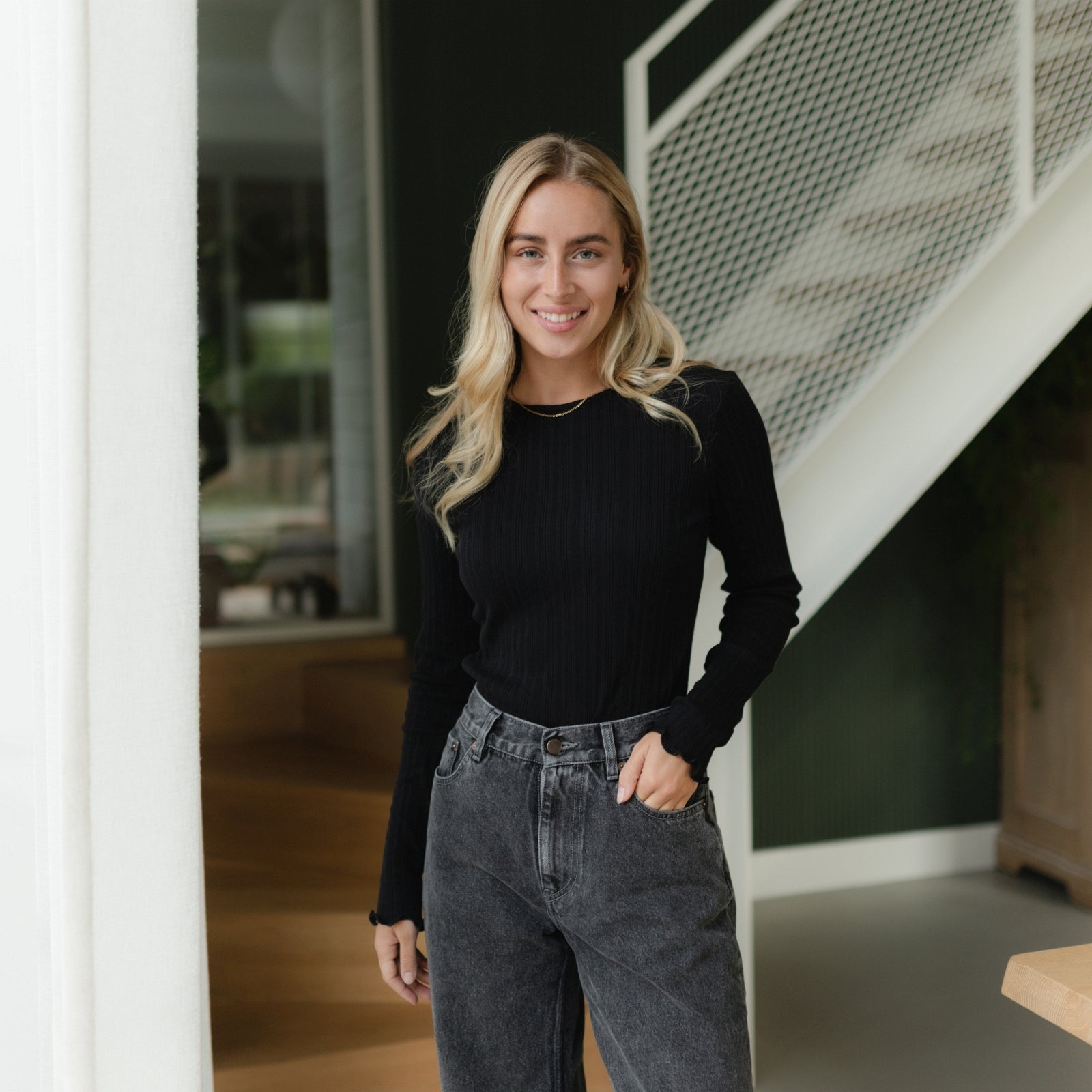 NORDLICHT Maja Langarmshirt Schwarz gestreift Bio-Baumwolle