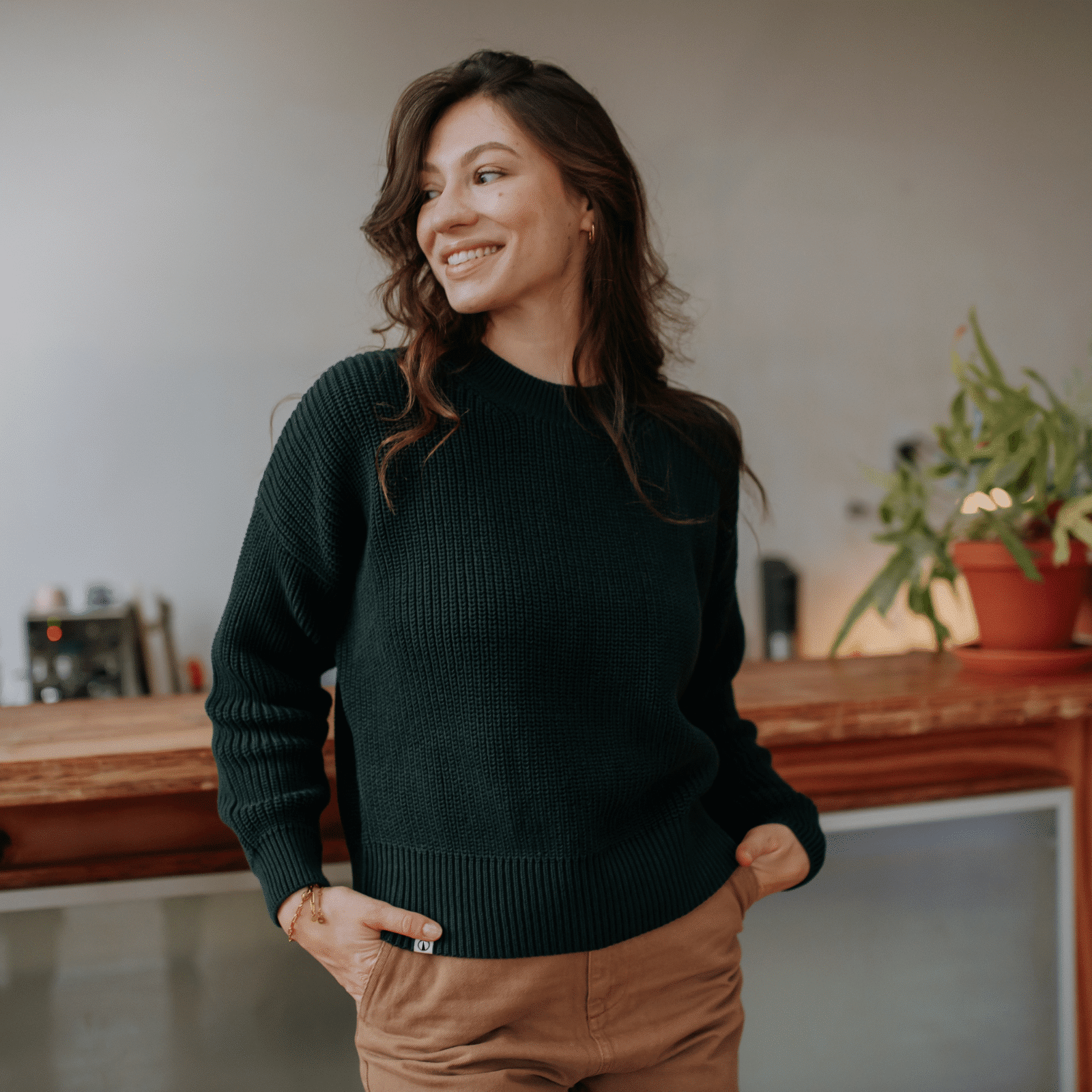 NORDLICHT Mara Grobstrick Pullover Waldgrün Oversize