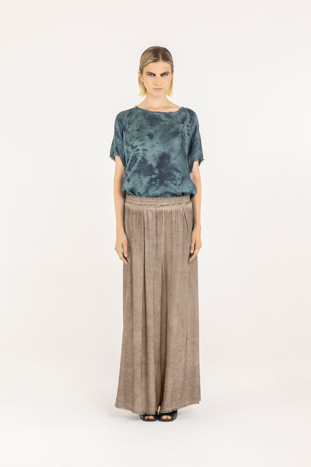 Sanctamuerte Pantaloni Pantalone Palazzo Hose Viskose weit