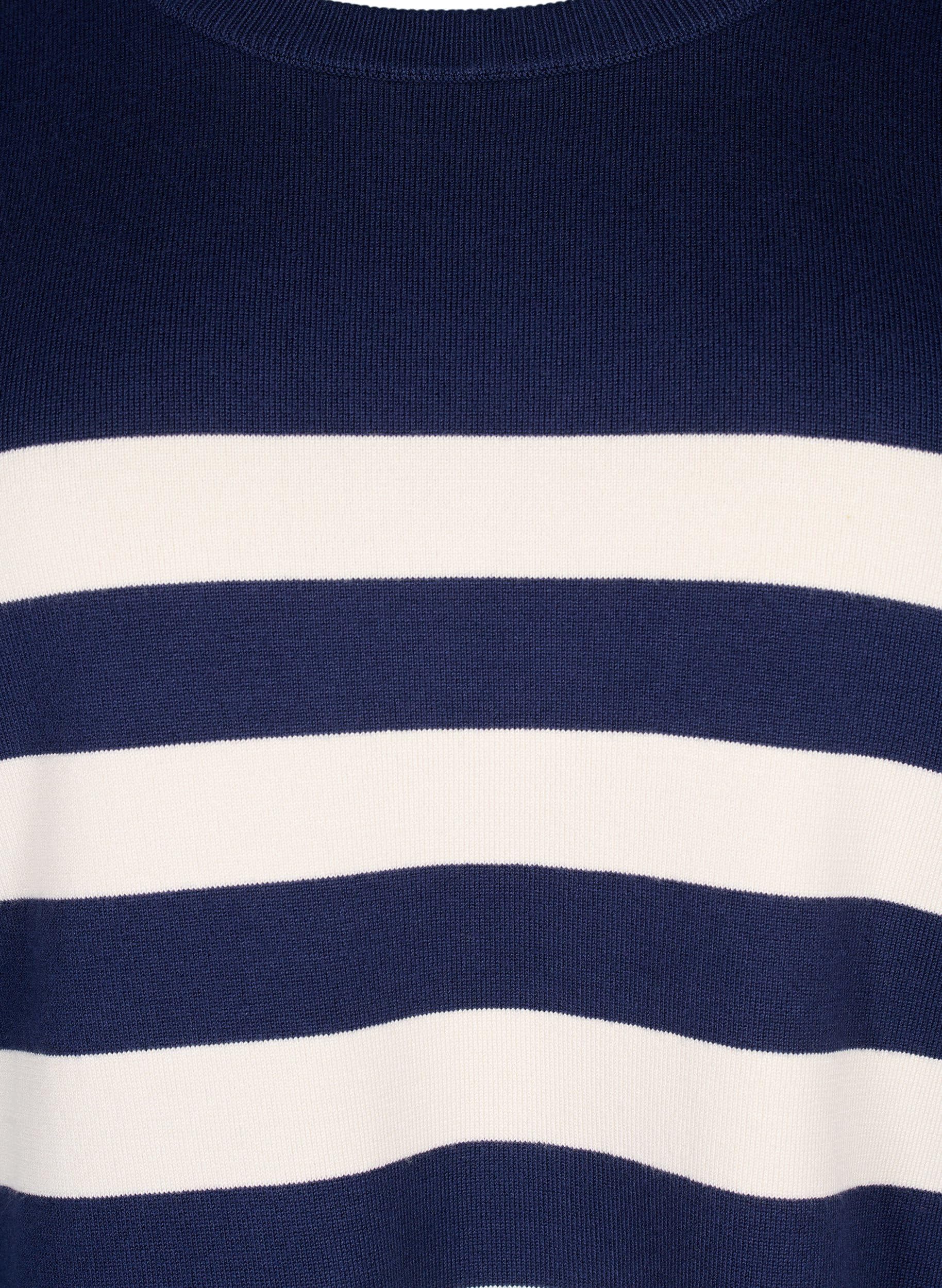 Zizzi Knitwear Pullover Viskose Streifen 3/4-Arm