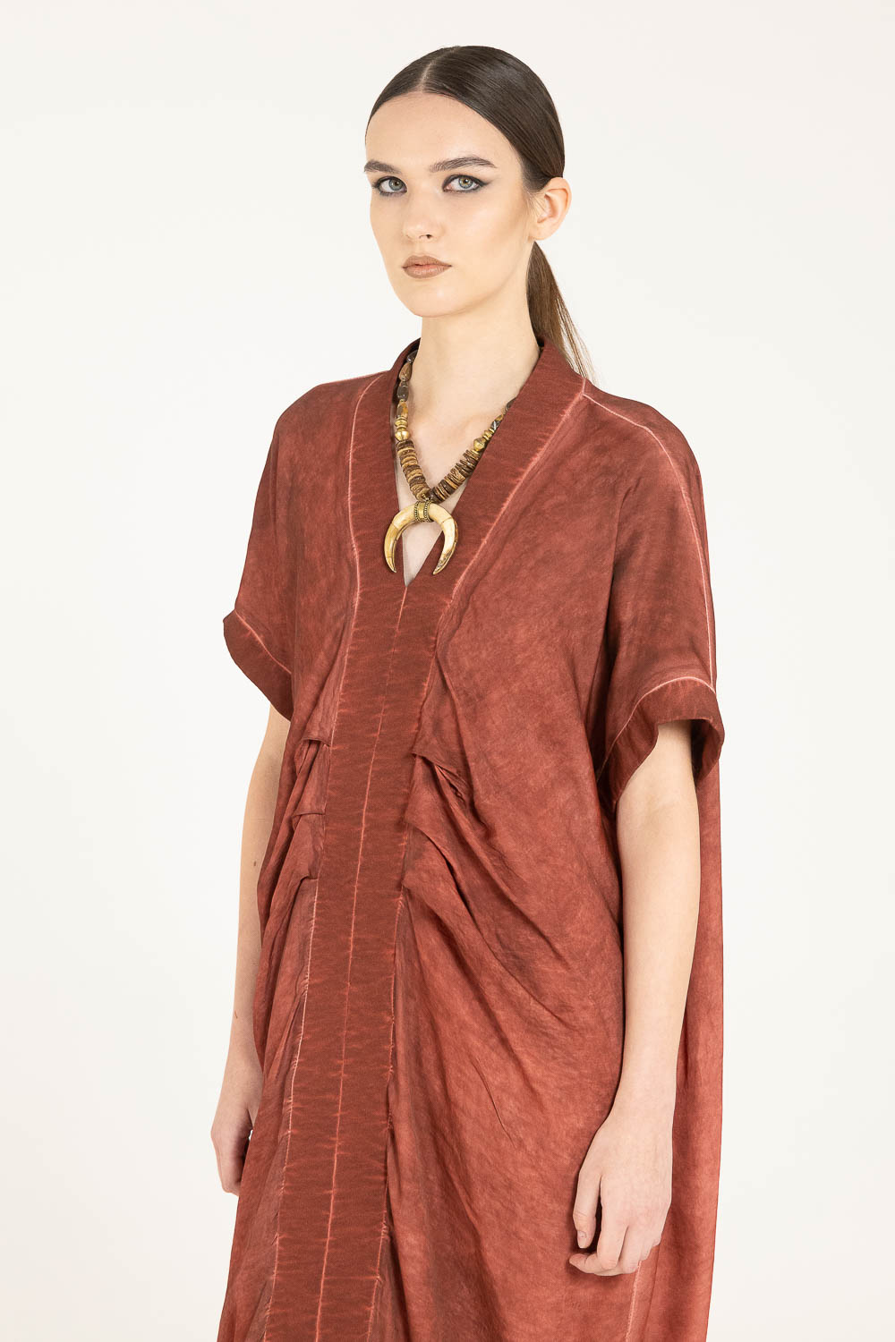Sanctamuerte Abiti Loose Fit Kleid Baumwolle Kurzarm
