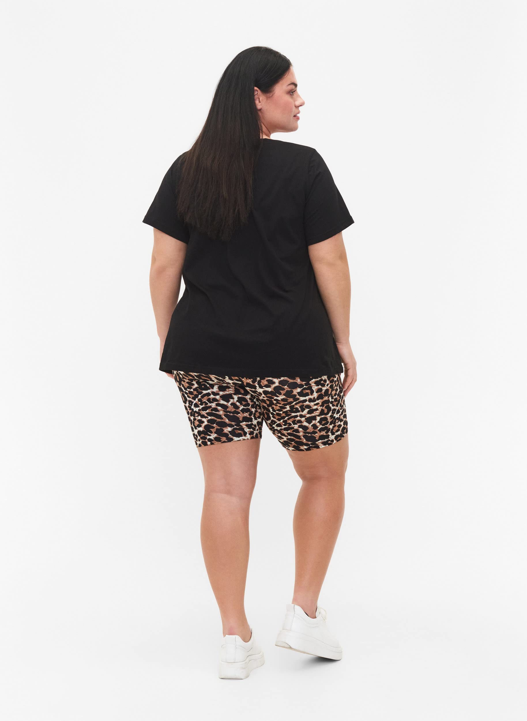 Zizzi Shorts Radler Shorts 2er-Pack Leoprint dehnbar
