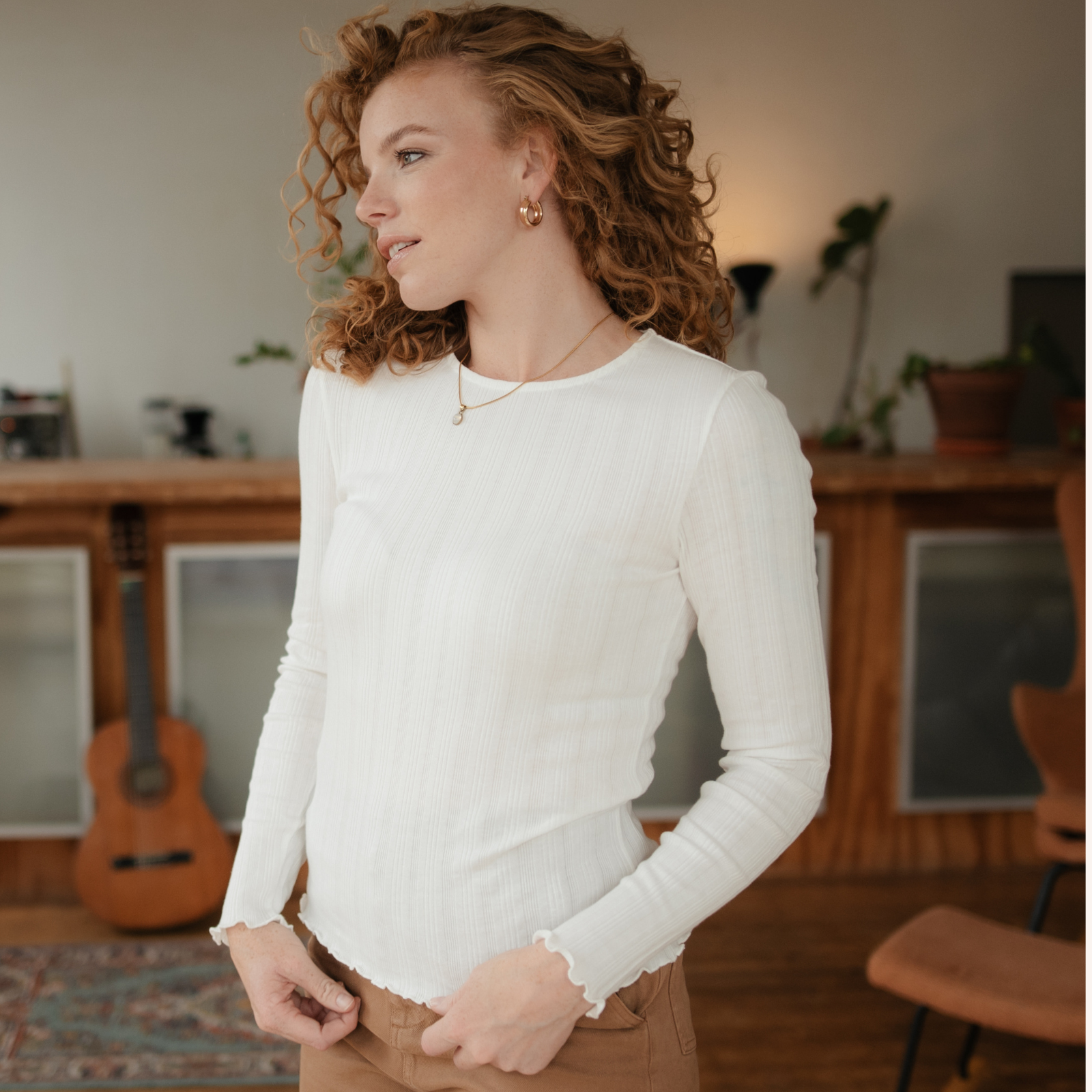 NORDLICHT Maja Langarmshirt Weiß Gestreift Bio