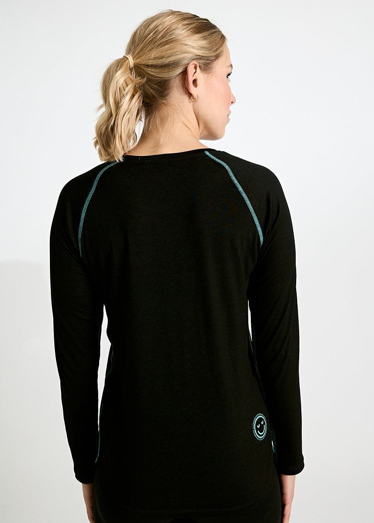 Wijld Nellie Langarmshirt Damen Black Blue Sport atmungsaktiv