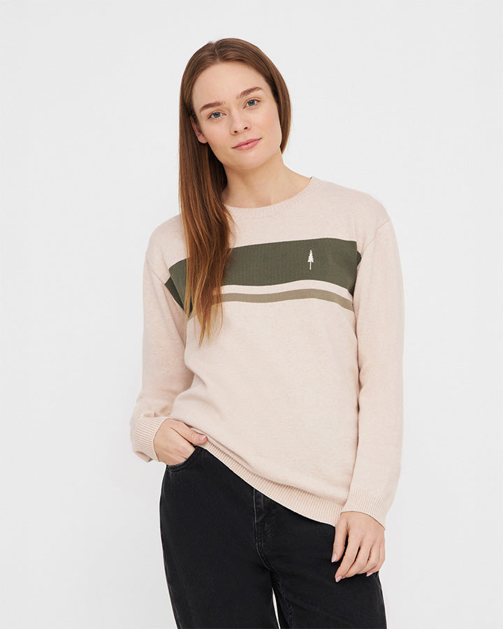 NIKIN TreePullover Knitted Stripes Pullover Raw-Olive Bio