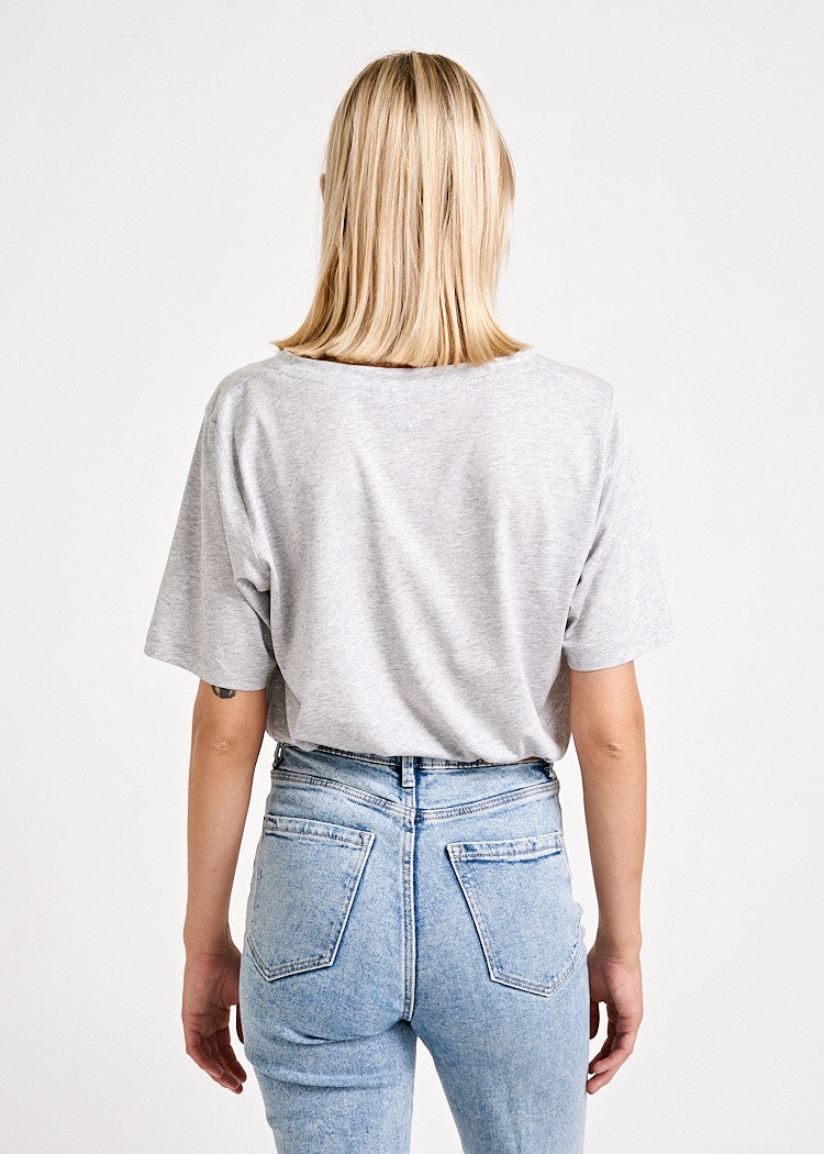 Wijld Woodshirt Frida Gray Melange Damen V-Shirt Grau Loose