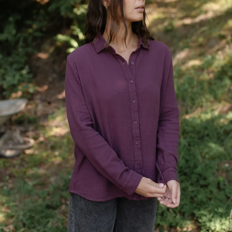Nordlicht Fenja Musselin Bluse Bio-Baumwolle Cherry