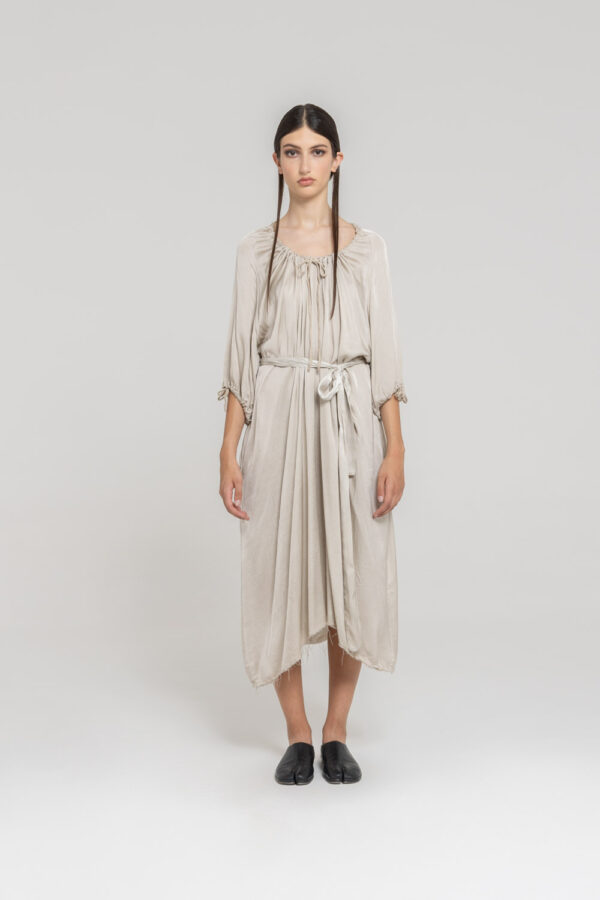 Sanctamuerte Maxi Abito Kleid Viskose-Satin mit Taschen