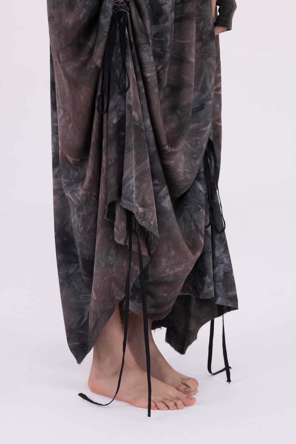 Sanctamuerte Gonne Lunga Rock Viskose-Satin Batik Lang