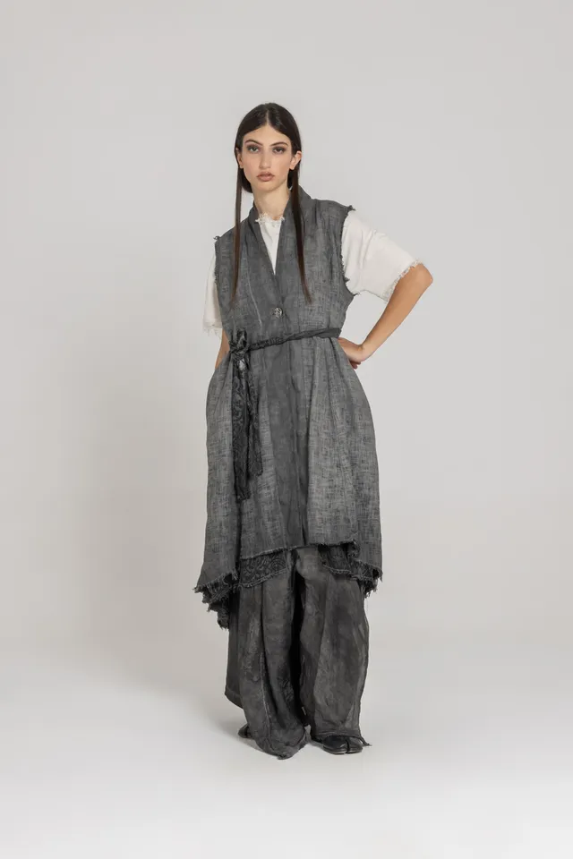 Sanctamuerte Capispalla Gilet Reversibile Weste Leinen Wende