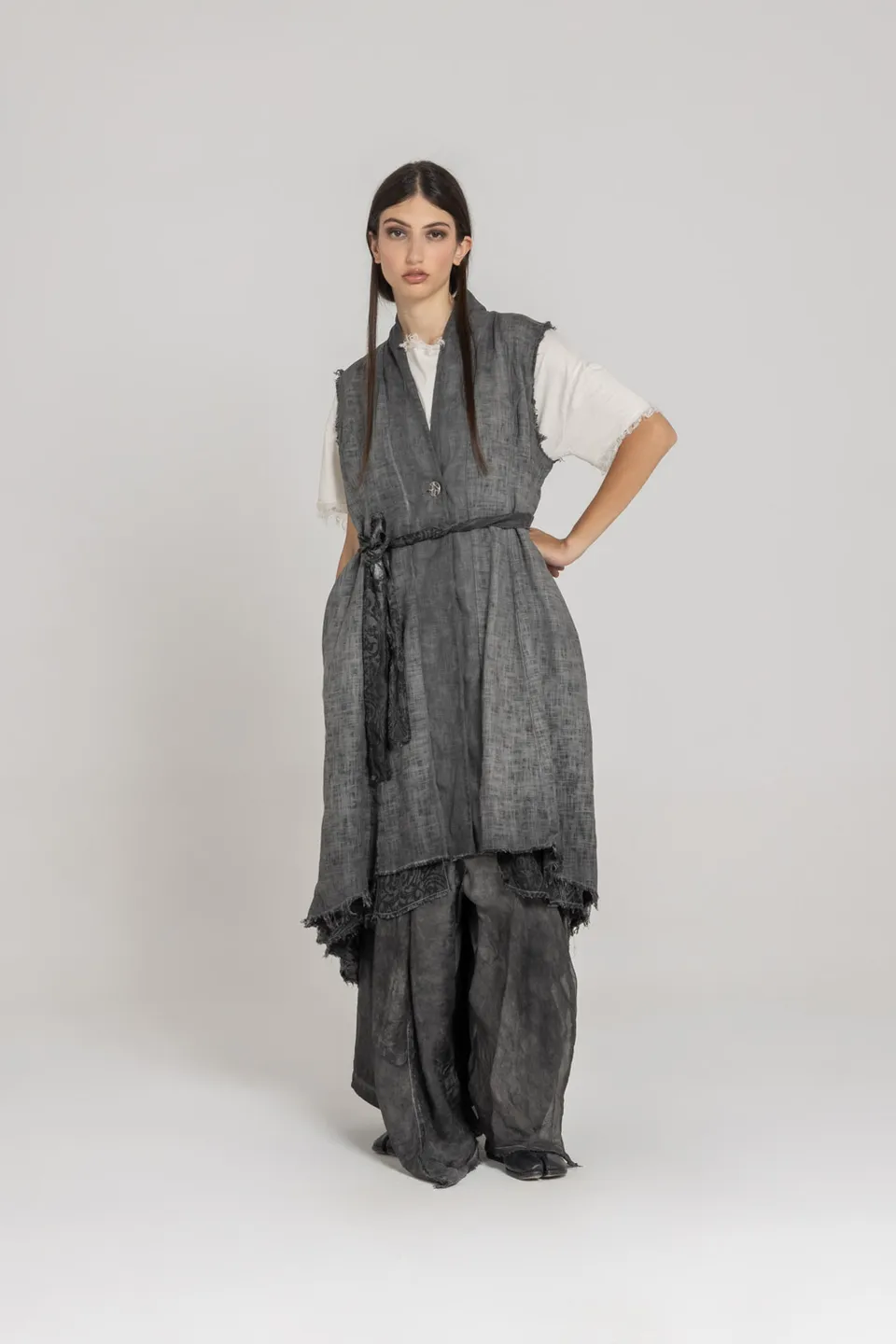 Sanctamuerte Capispalla Gilet Reversibile Weste Leinen Wende