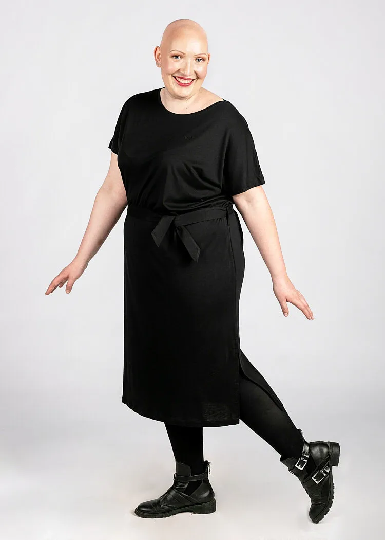 Wijld Midi-Kleid Damen Sommerkleid Black Lyocell