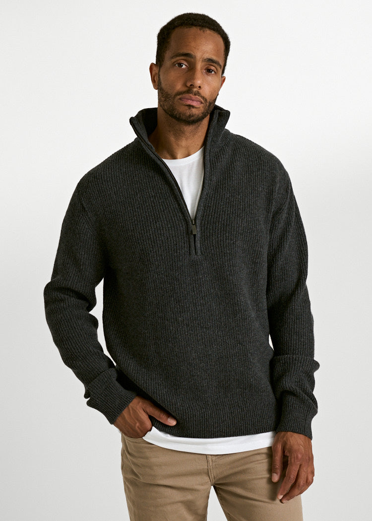 Wijld Troyer Tim Antracite Herren Strickpullover Wolle