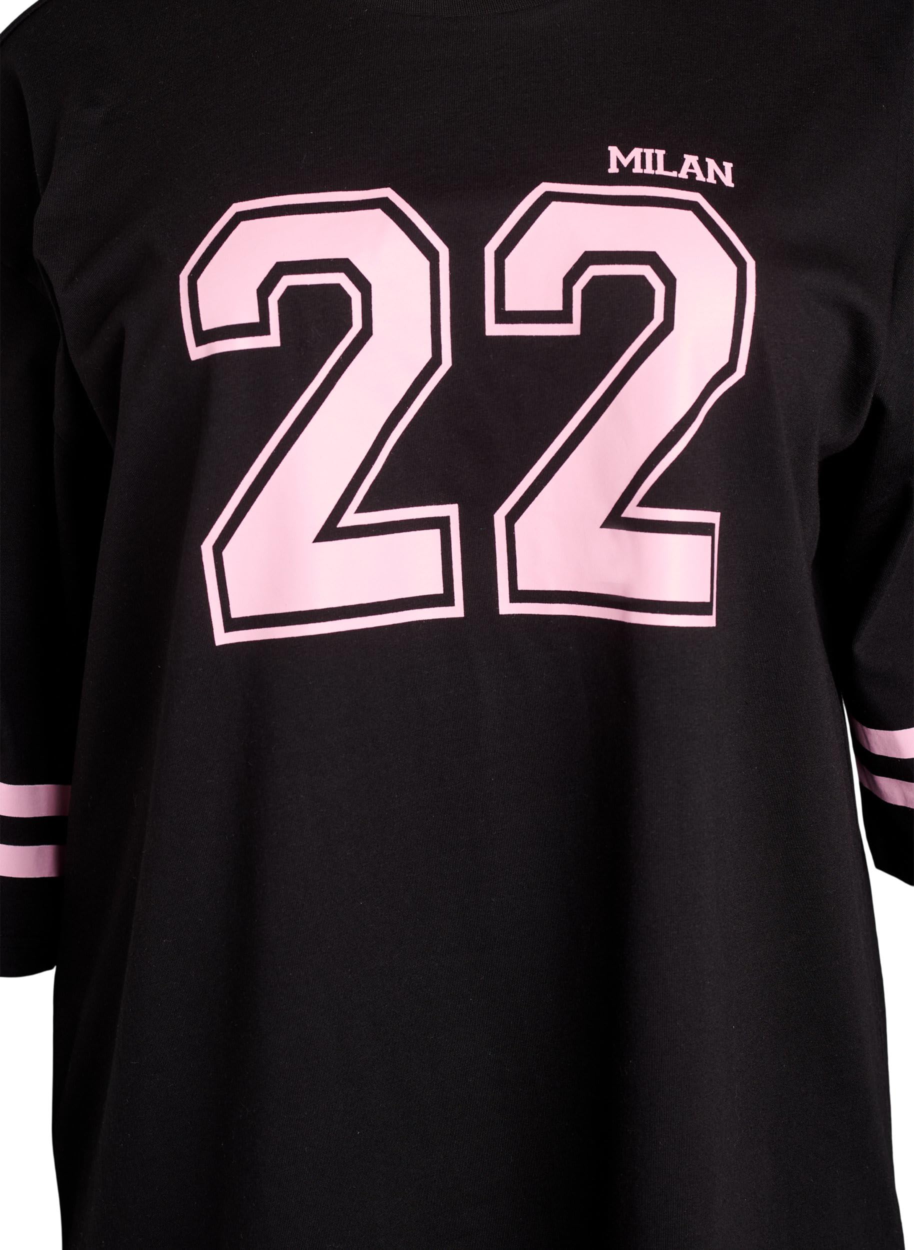 Zizzi T-Shirt Oversize Baumwolle College 3/4-Arm