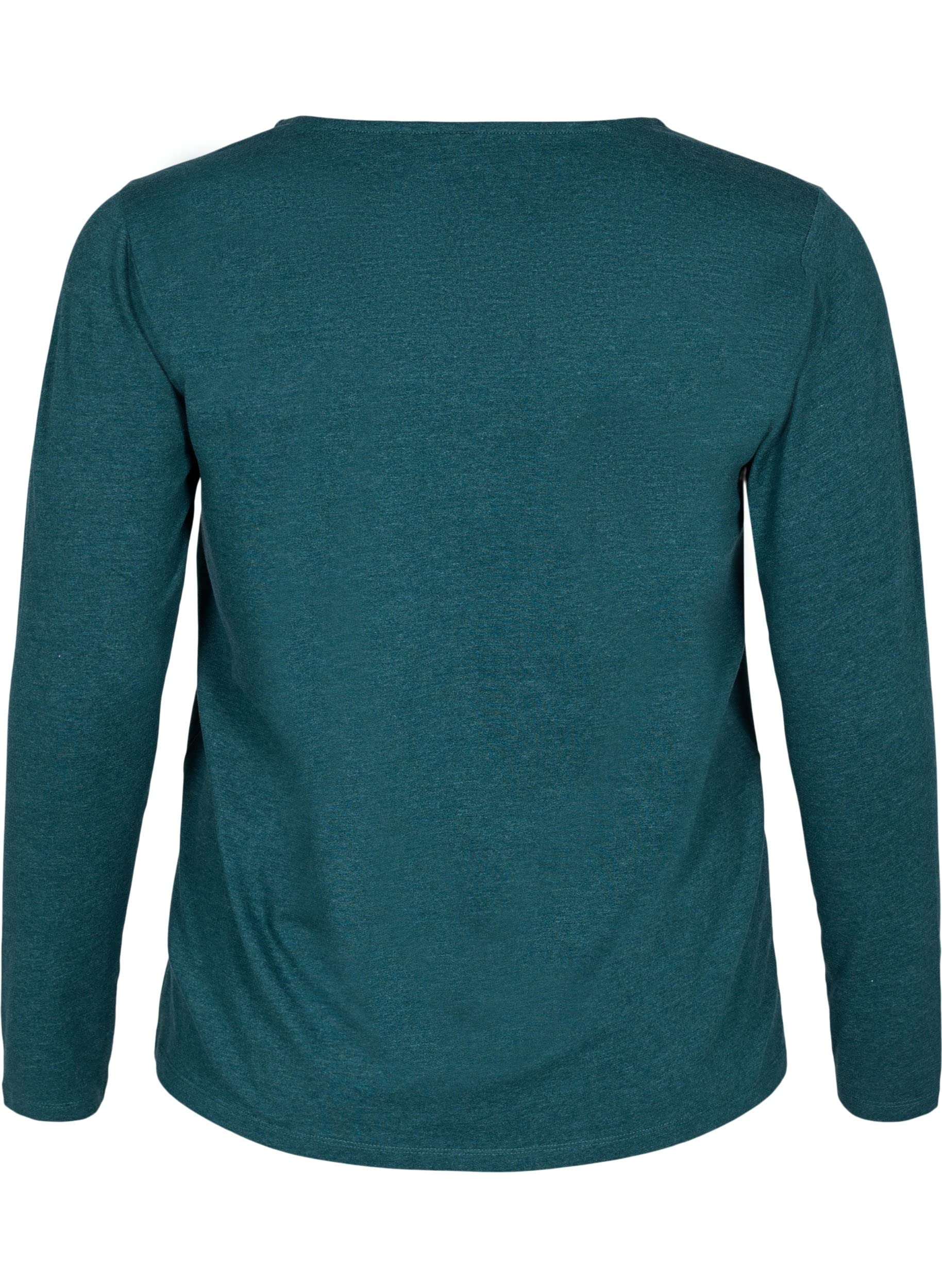 Zizzi Bluse Damen Langarm Rundhals Meliert