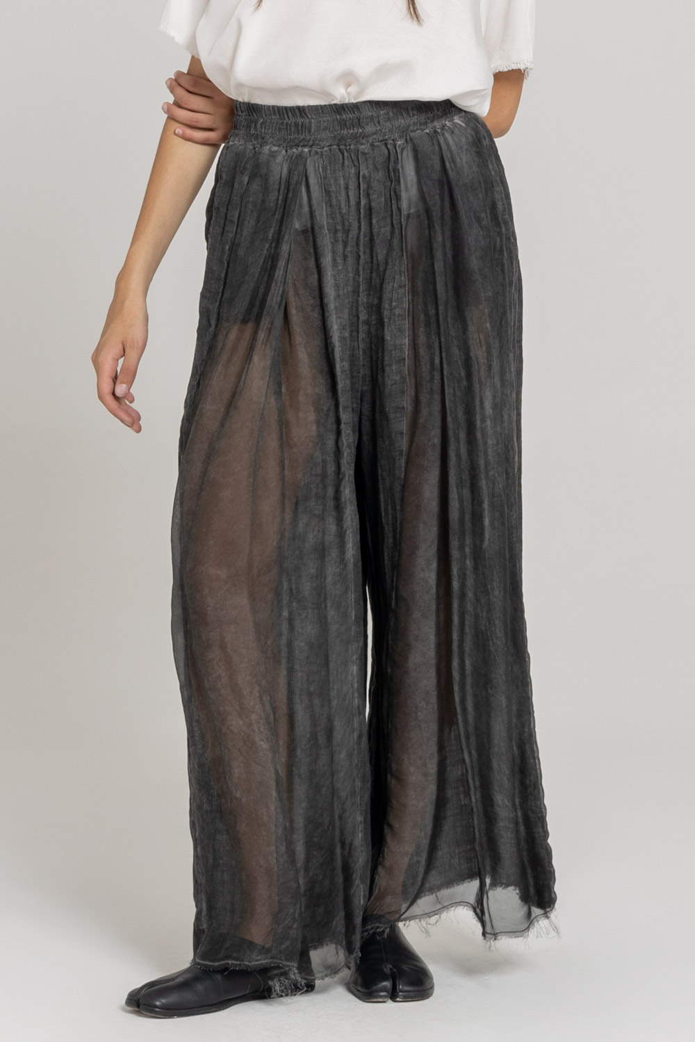 Sanctamuerte Pantaloni Palazzo Hose Leinen Gummibund