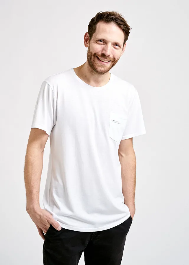 Wijld Alex Pocket Bright Herren T-Shirt weiß Tasche