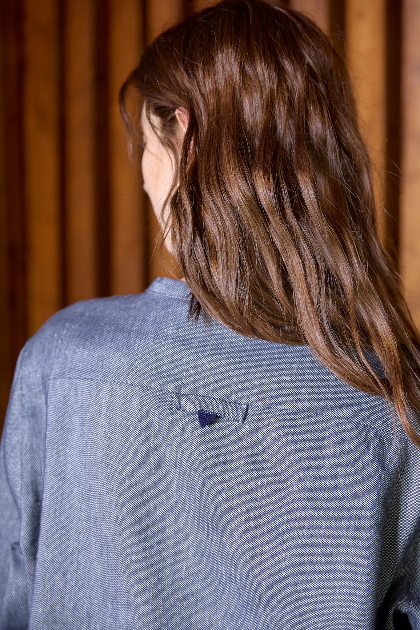 Christiane Strobel ELIF Bluse Chambray-Blau Baumwolle-Leinen