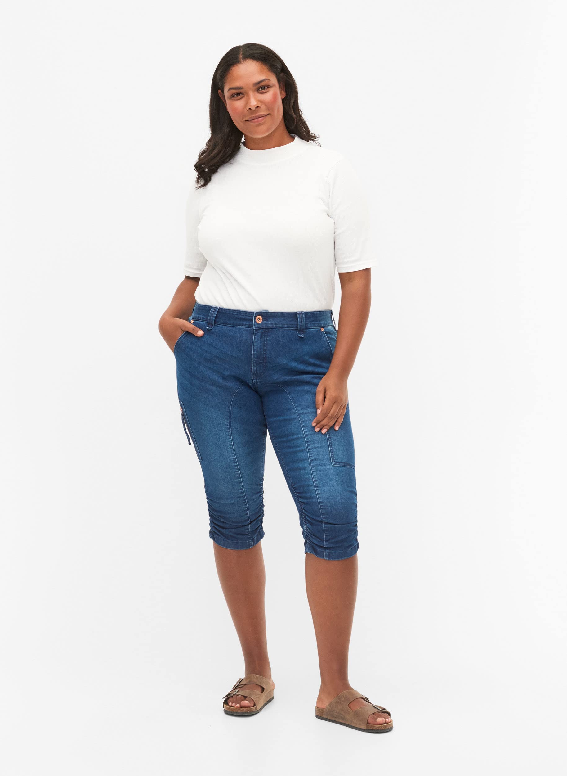 ZIZZI Jeans Capri Jeans 3/4 Slim Fit Baumwolle Stretch