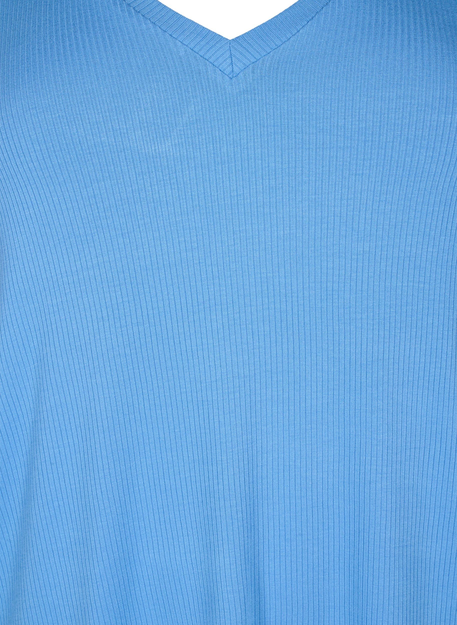 Zizzi T-Shirts T-Shirt Viskose Ripp V-Ausschnitt 42-60