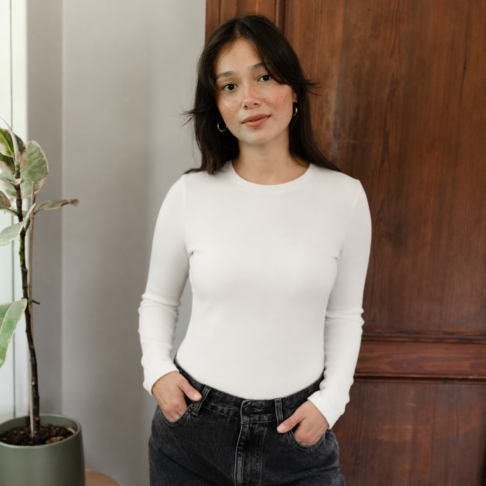 Nordlicht Lica Ripp Langarmshirt Weiß Bio-Baumwolle