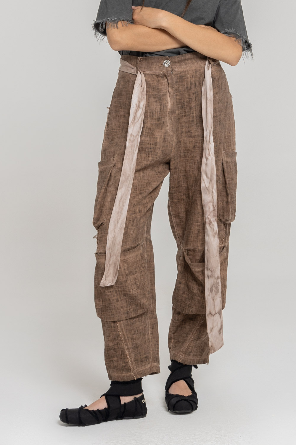 Sanctamuerte Pantaloni Cargo Hose Loose Fit Leinen