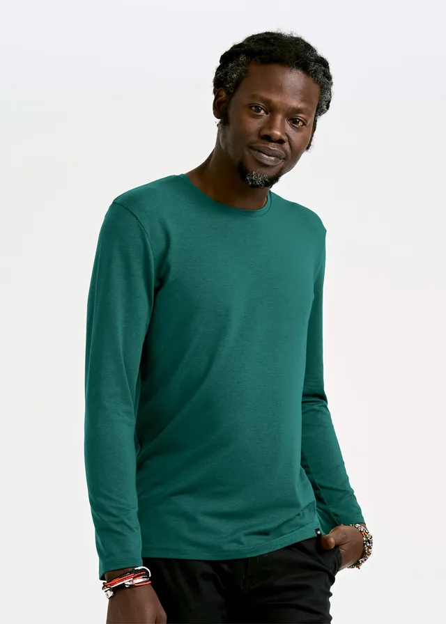 Wijld David Sea Moss Langarmshirt Herren grün anliegend