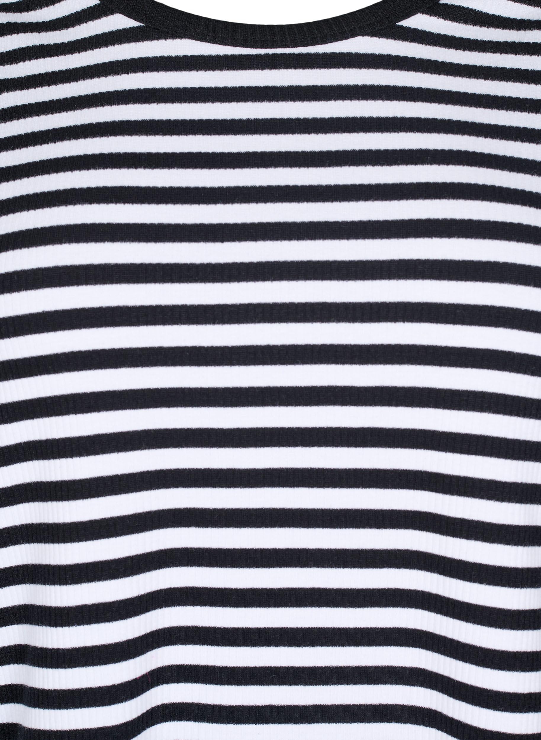 Zizzi Blouses Streifen-Bluse Langarm Baumwolle Black/White 50-52